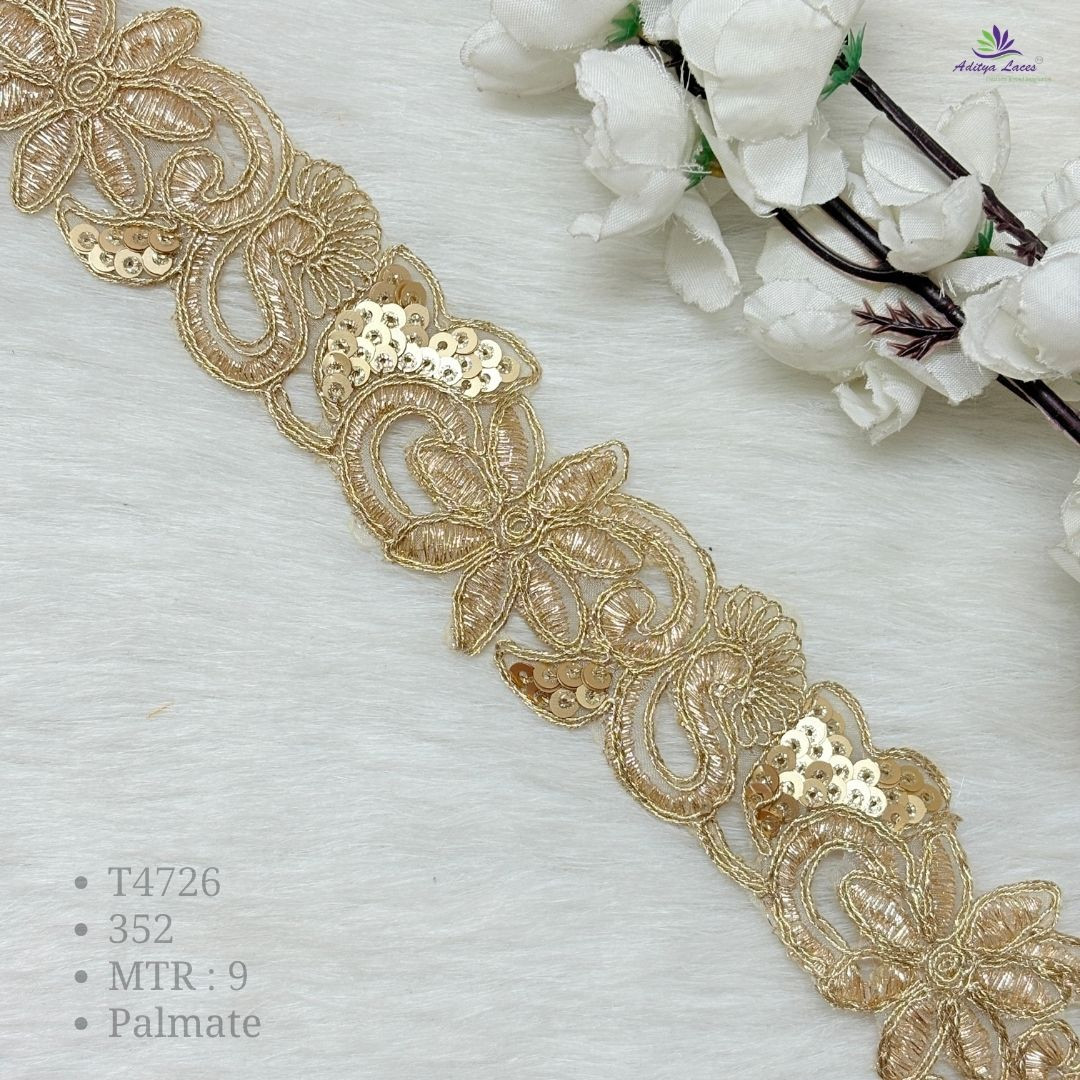 Gold Floral Sequin Embroidery Lace