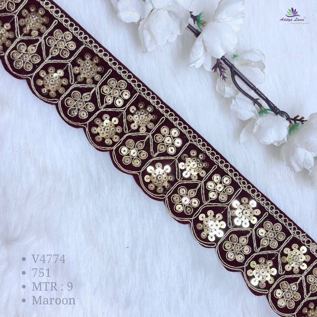 Designer Velvet Sequin Lace