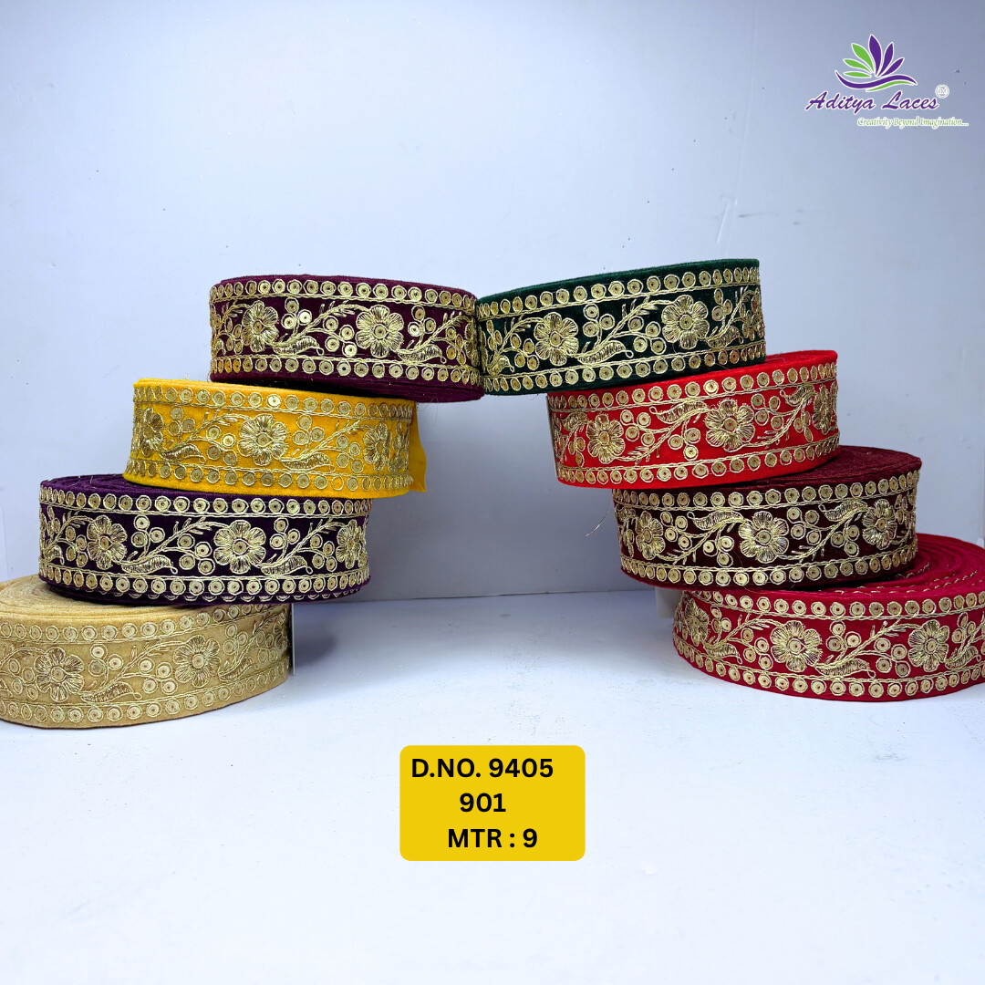 Premium Velvet Lace Border Trim for Saree Lehenga Bridal Wear