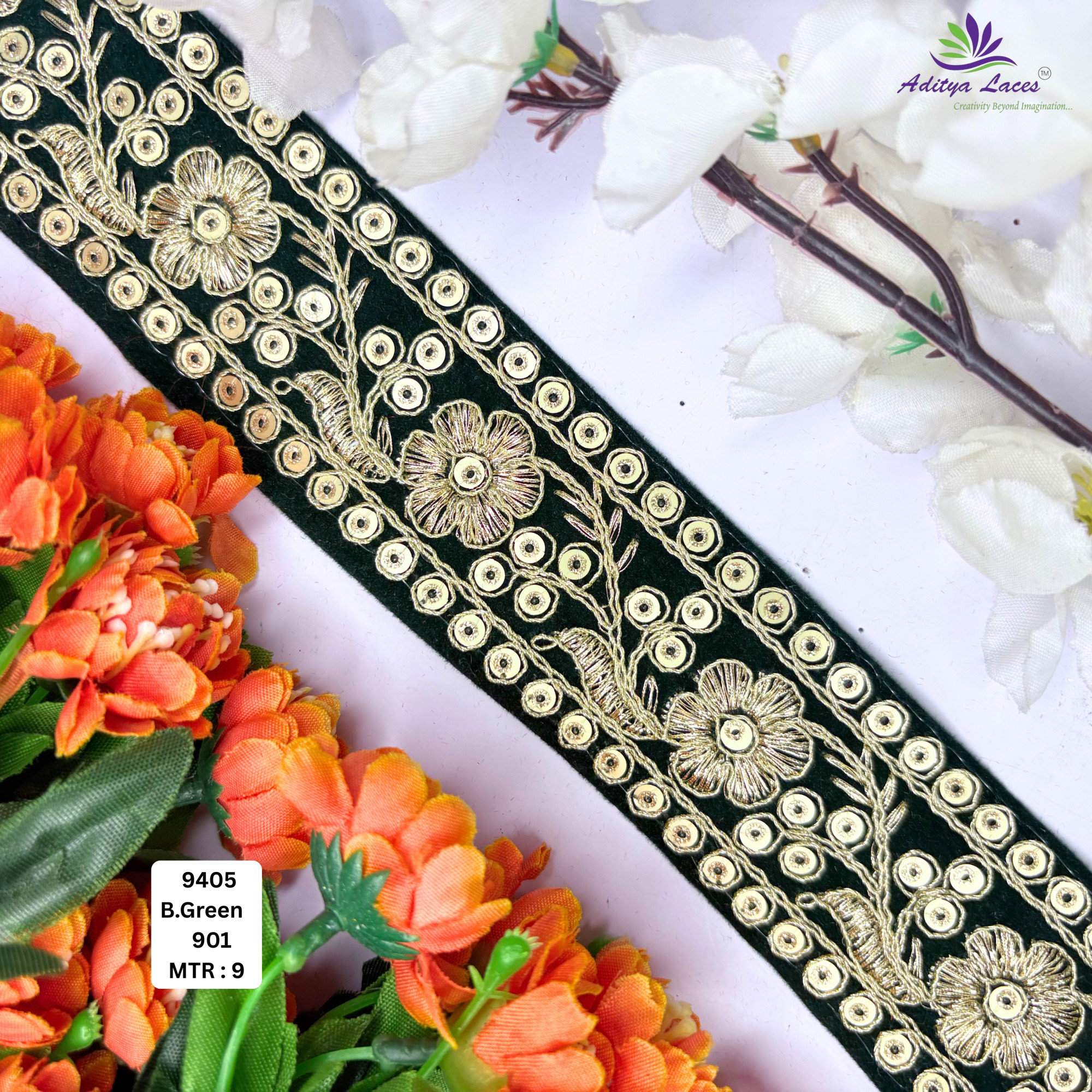Premium Velvet Lace Border Trim for Saree Lehenga Bridal Wear