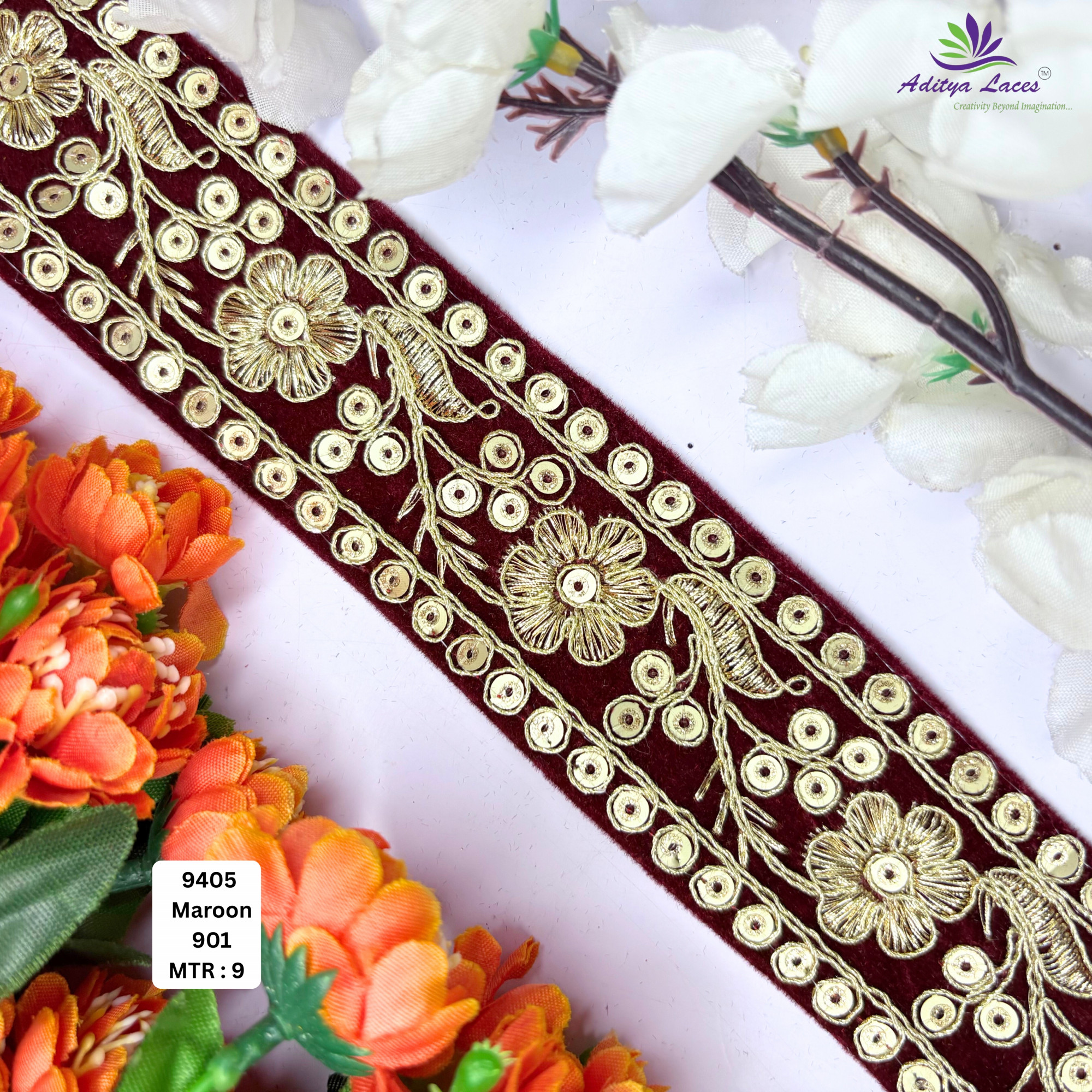 Premium Velvet Lace Border Trim for Saree Lehenga Bridal Wear