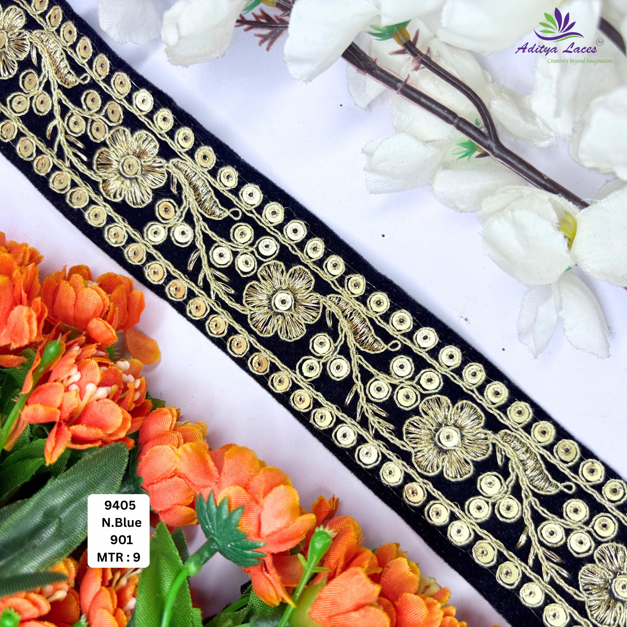 Premium Velvet Lace Border Trim for Saree Lehenga Bridal Wear