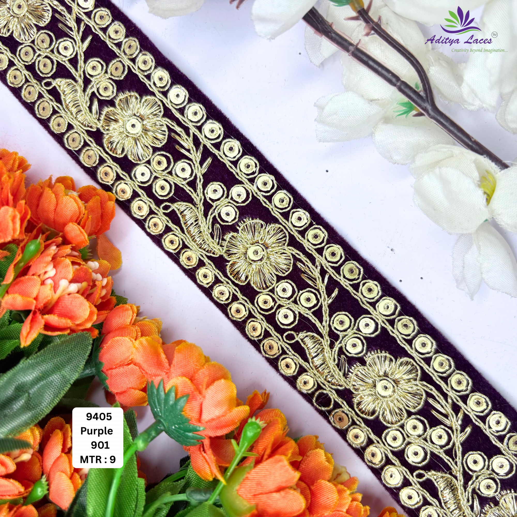 Premium Velvet Lace Border Trim for Saree Lehenga Bridal Wear