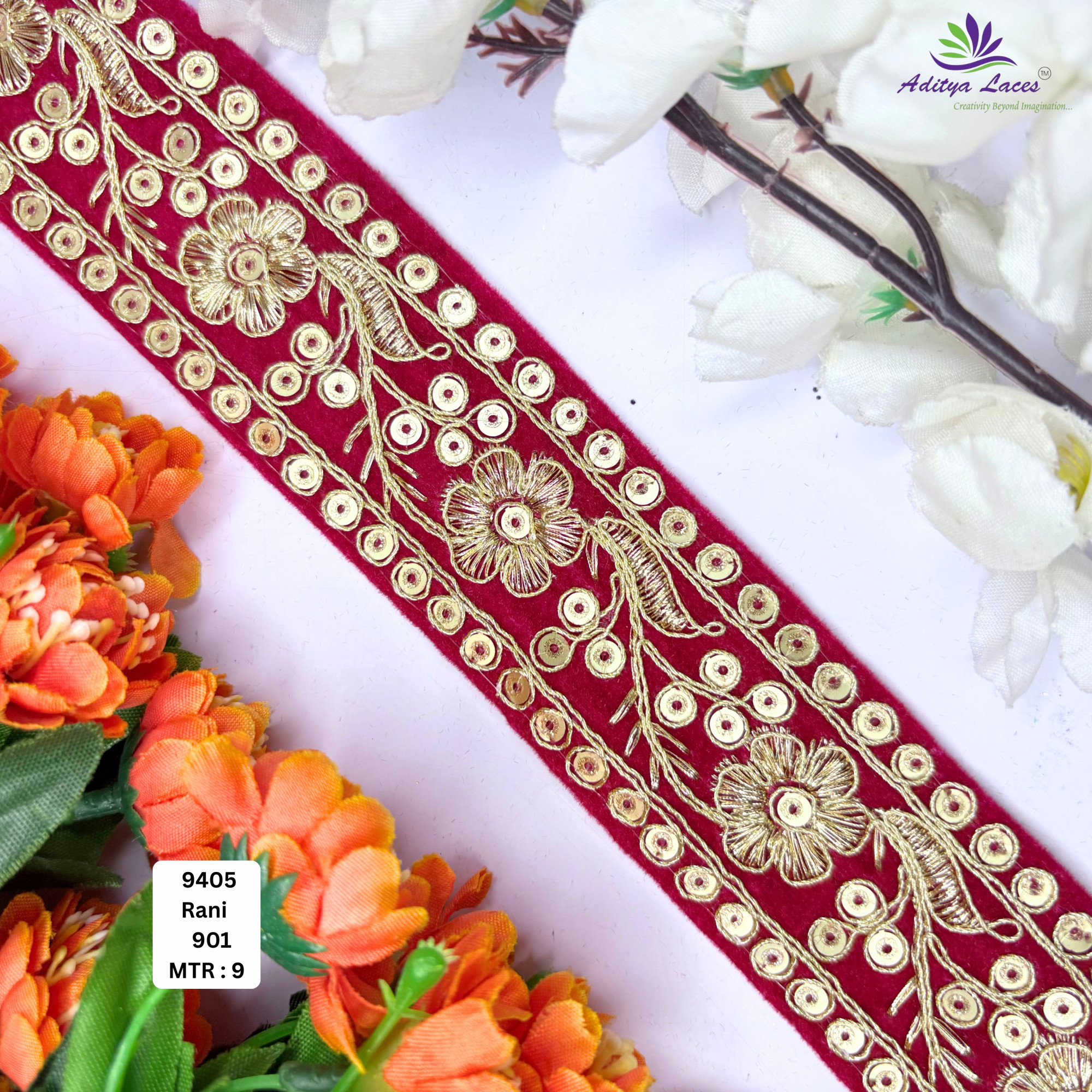 Premium Velvet Lace Border Trim for Saree Lehenga Bridal Wear