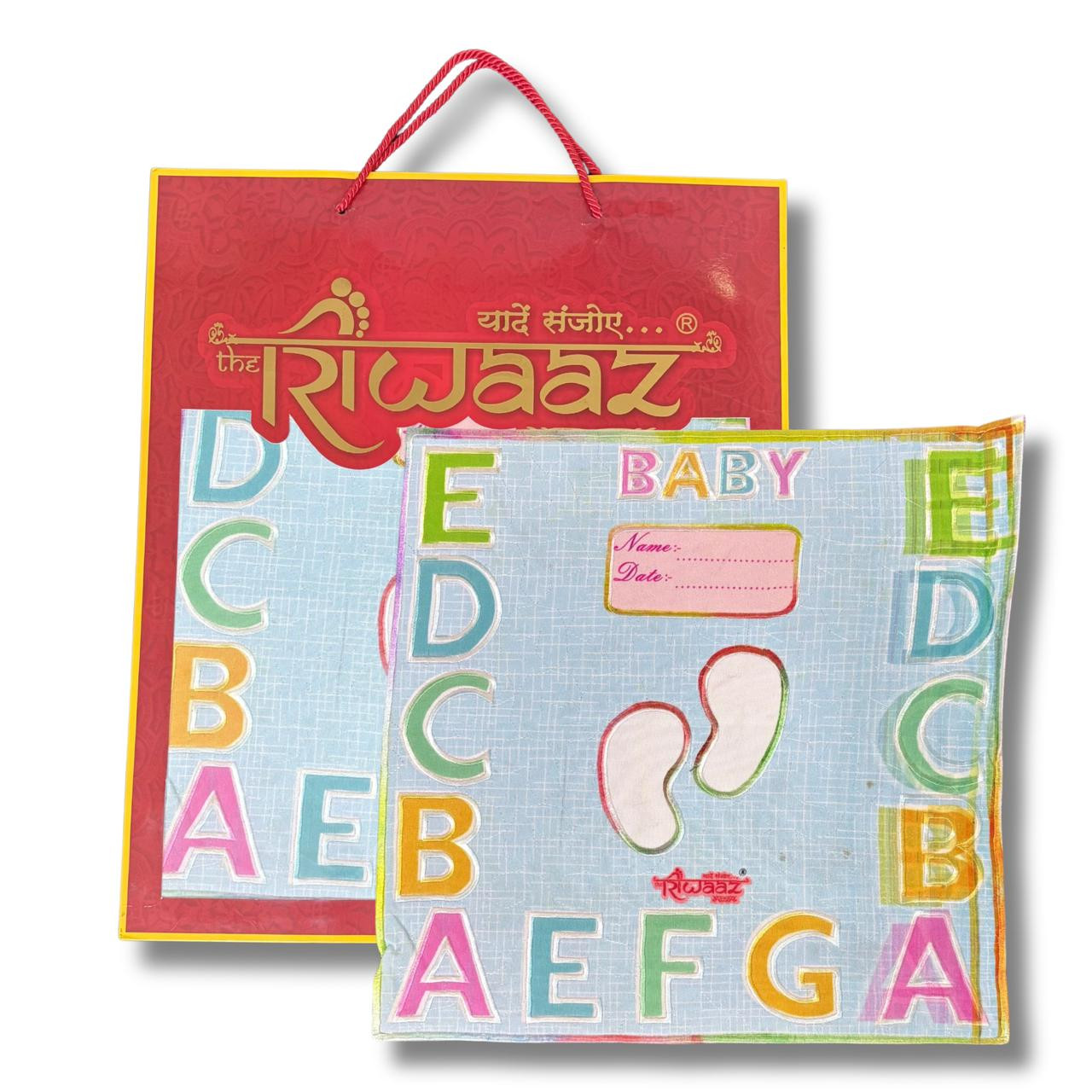 Riwaaz Baby Foot Print Memory Cloth with Alphabet Design for Newborn Keepsake