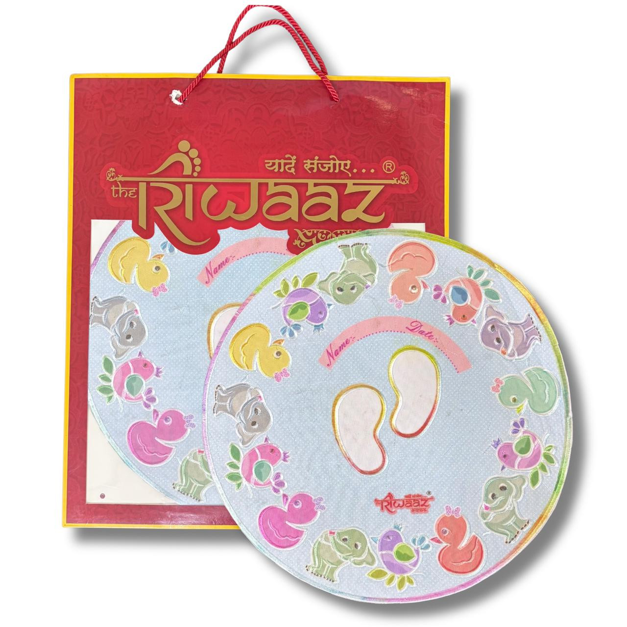 Riwaaz Baby Foot Print Memory Cloth Gift Pack with Animal Cartoon Design