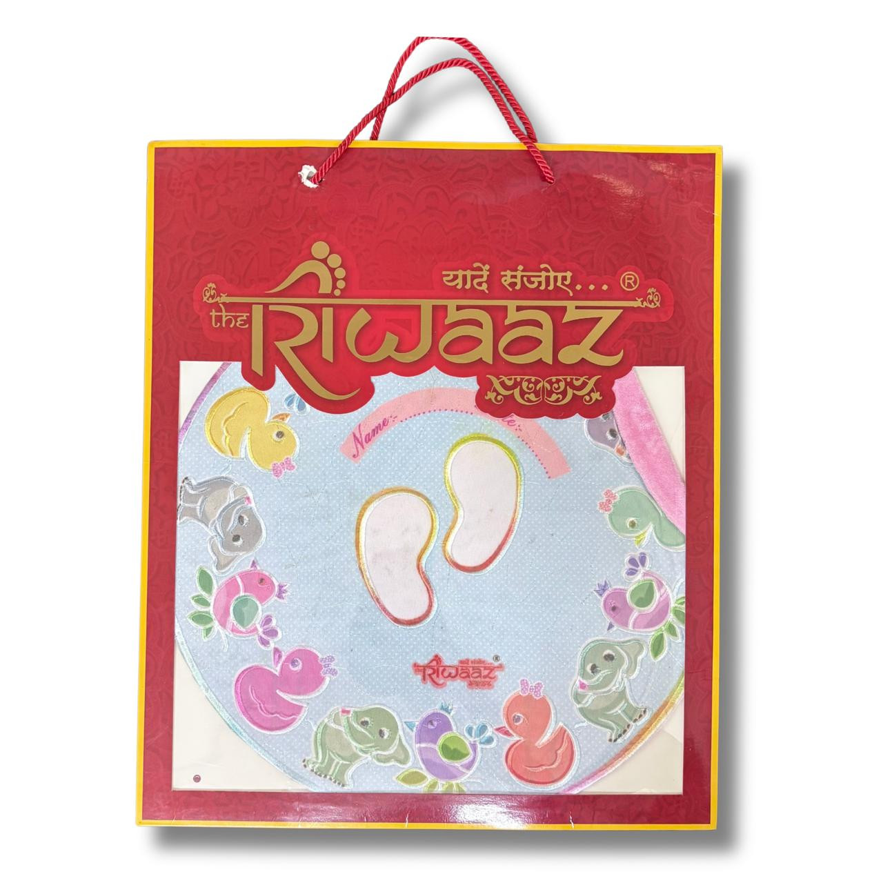 Riwaaz Baby Foot Print Memory Cloth Gift Pack with Animal Cartoon Design