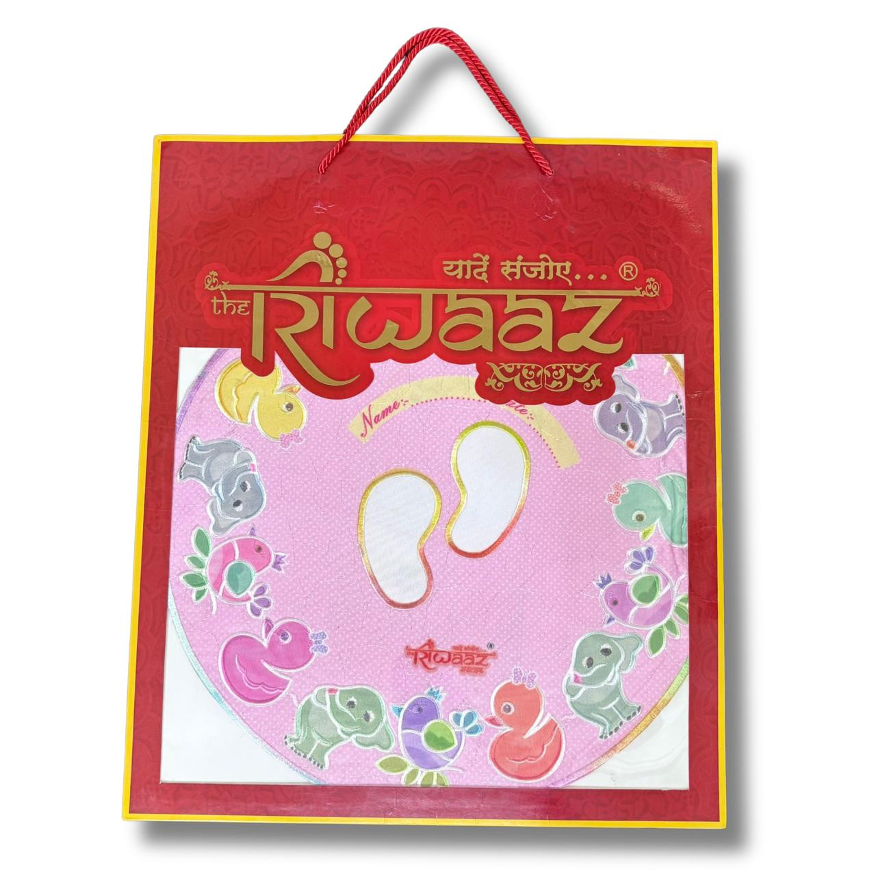 Riwaaz Baby Foot Print Memory Cloth Gift Pack with Animal Cartoon Design
