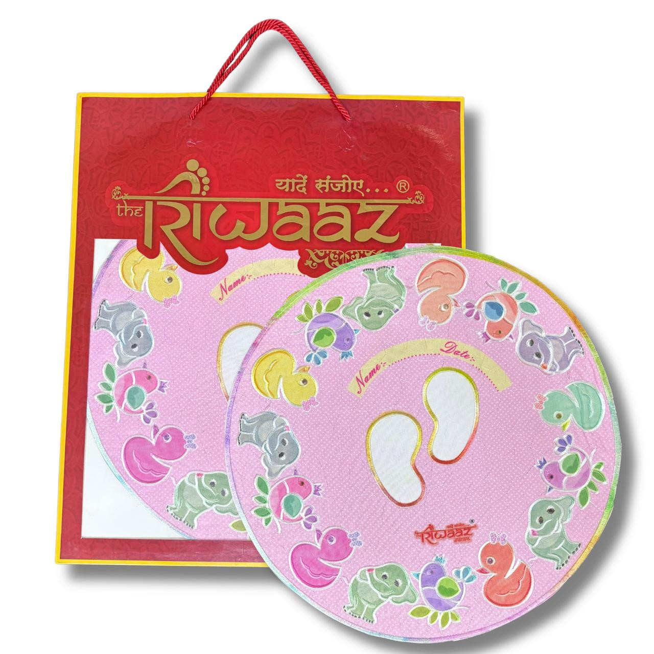 Riwaaz Baby Foot Print Memory Cloth Gift Pack with Animal Cartoon Design