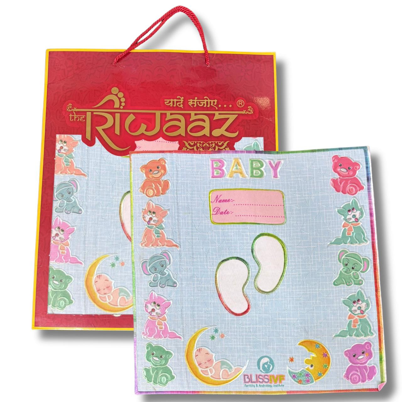 Riwaaz Baby Footprint Memory Cloth with Animal Designs
