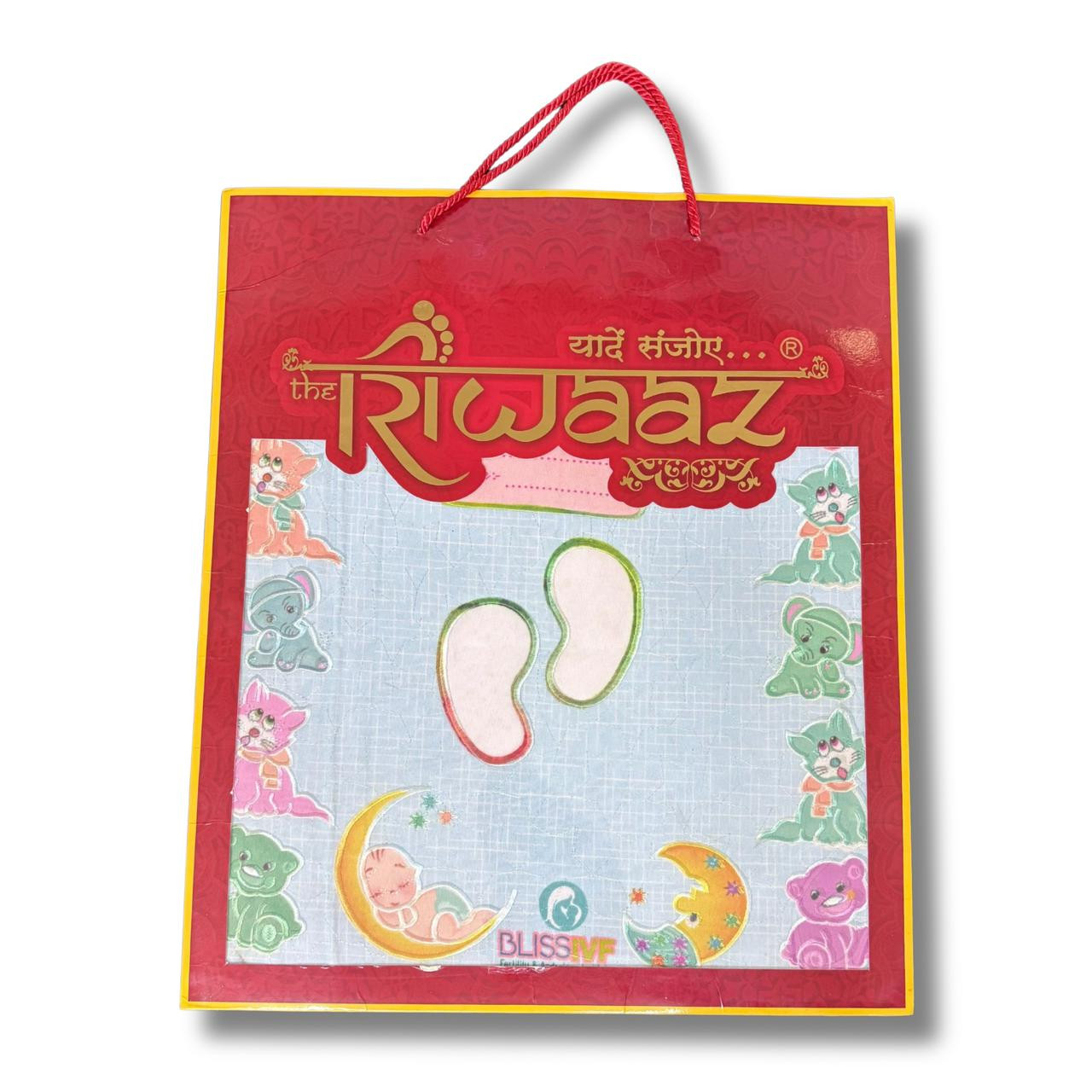 Riwaaz Baby Footprint Memory Cloth with Animal Designs