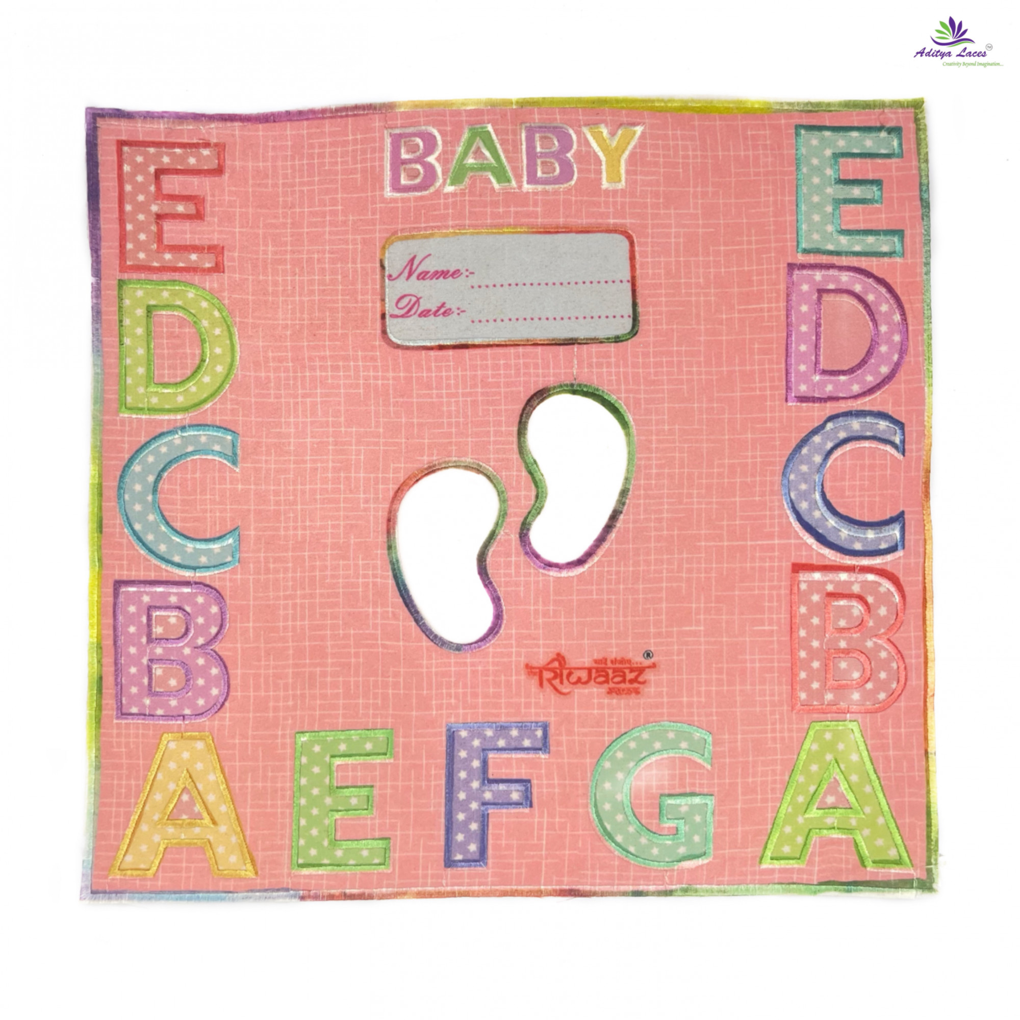 Riwaaz Baby Foot Print Memory Cloth with Alphabet Design for Newborn Keepsake