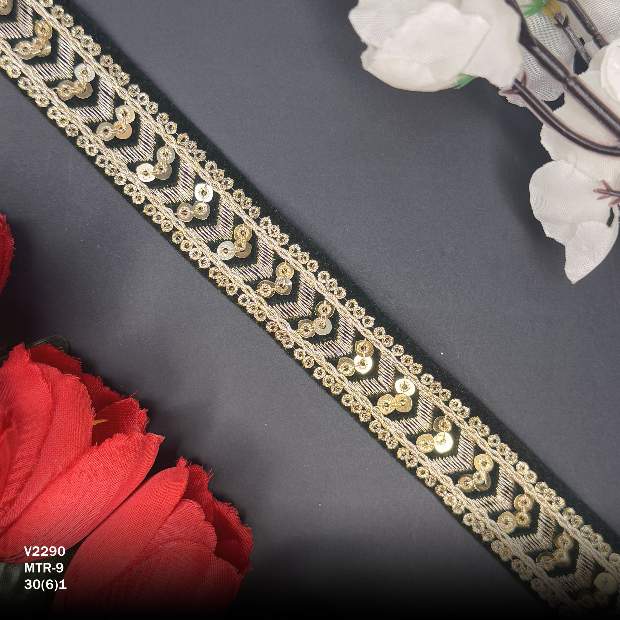 Elegant Velvet Lace Border Trim for Saree Lehenga Bridal Wear