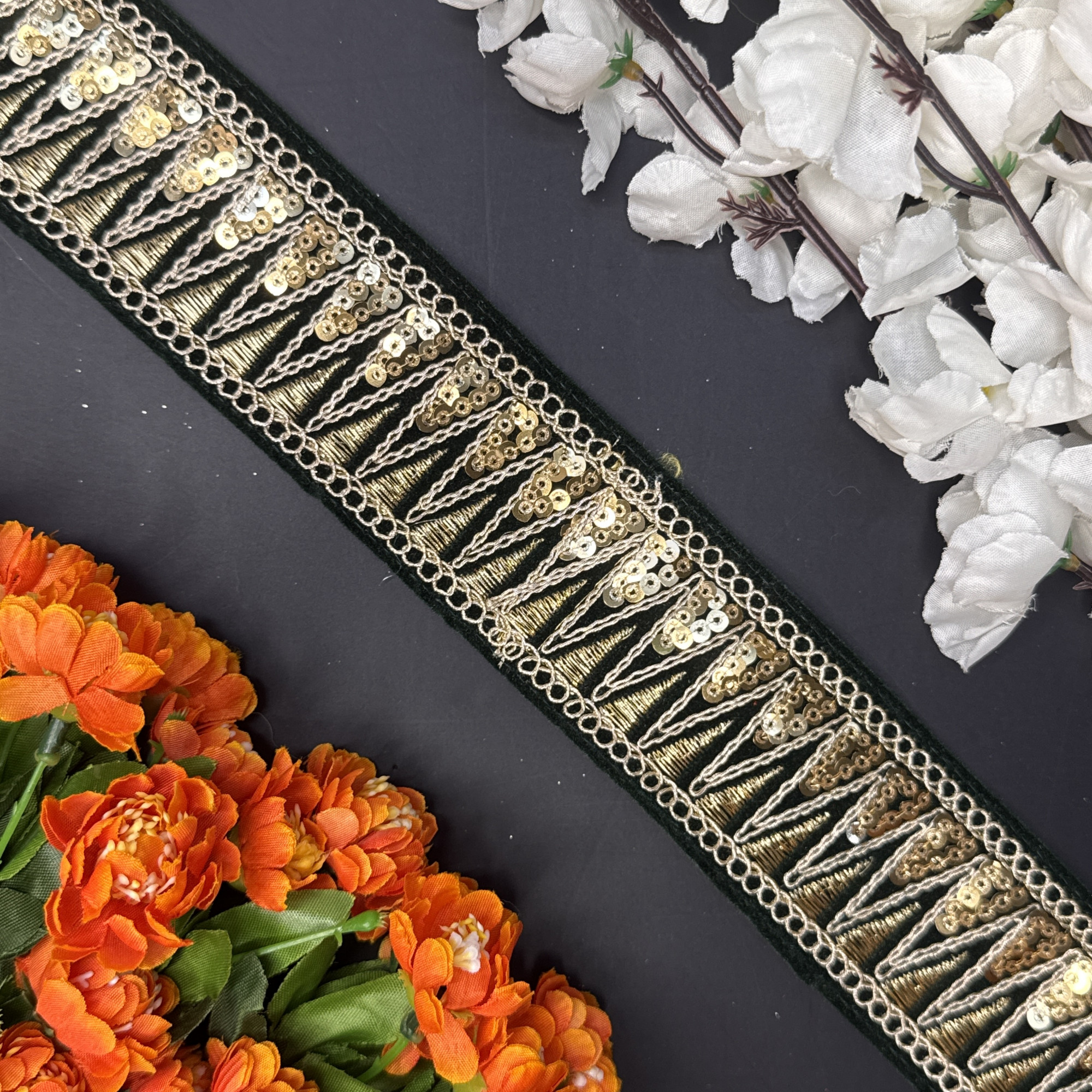 Decorative Velvet Lace Border Trim for Saree Lehenga Bridal Wear