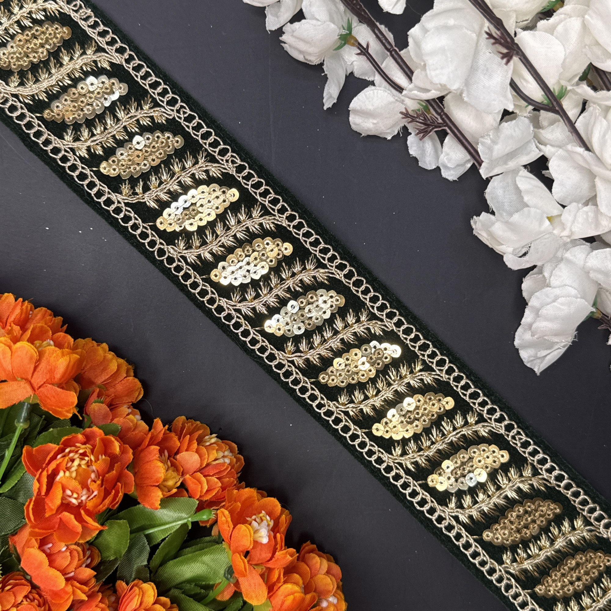 Decorative Velvet Lace Border Trim for Saree Lehenga Bridal Wear