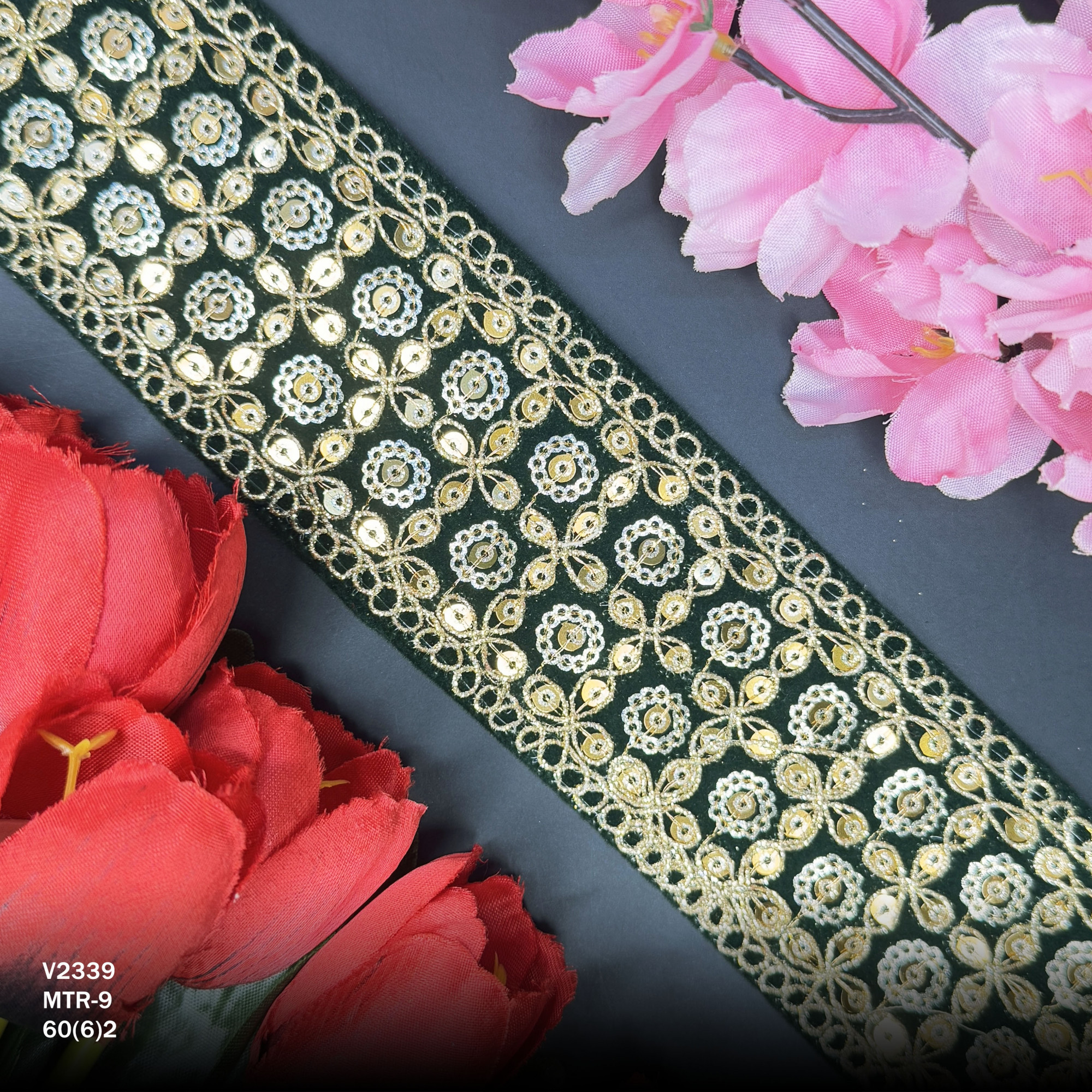 Luxury Velvet Lace Border Trim for Saree Lehenga Bridal Wear