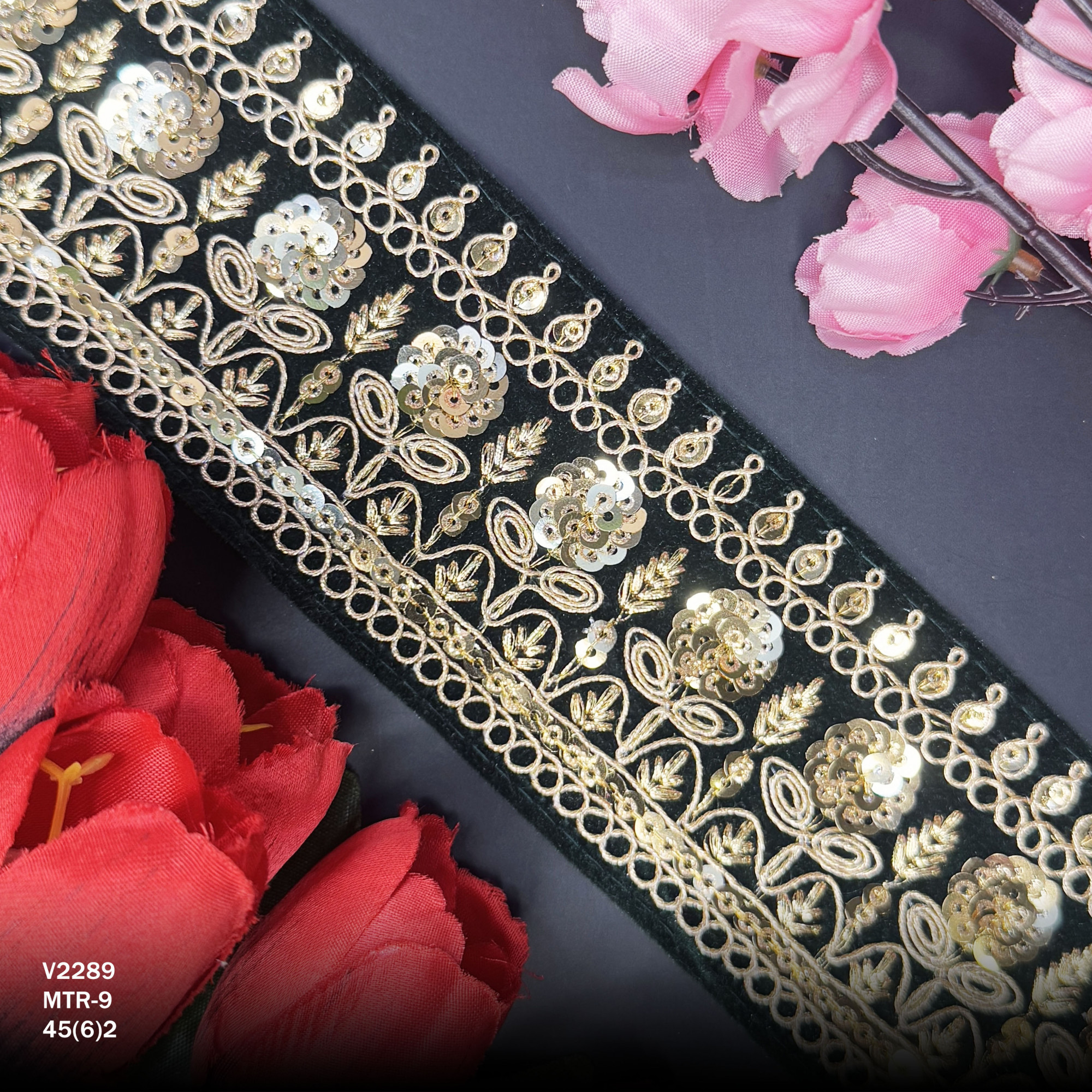 Elegant Velvet Lace Border Trim for Saree Lehenga Bridal Wear