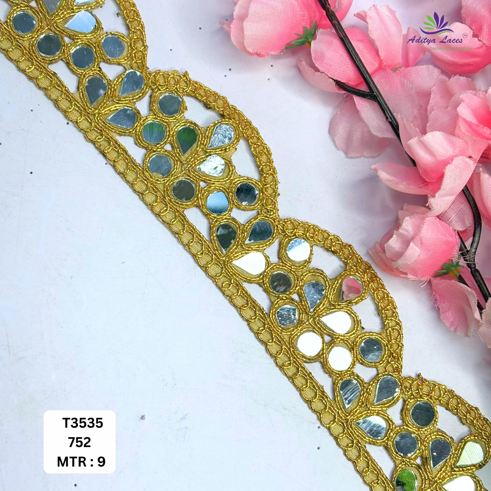 Ethnic Tissue Handwork Lace Border for Saree Bridal Ethnic Wear