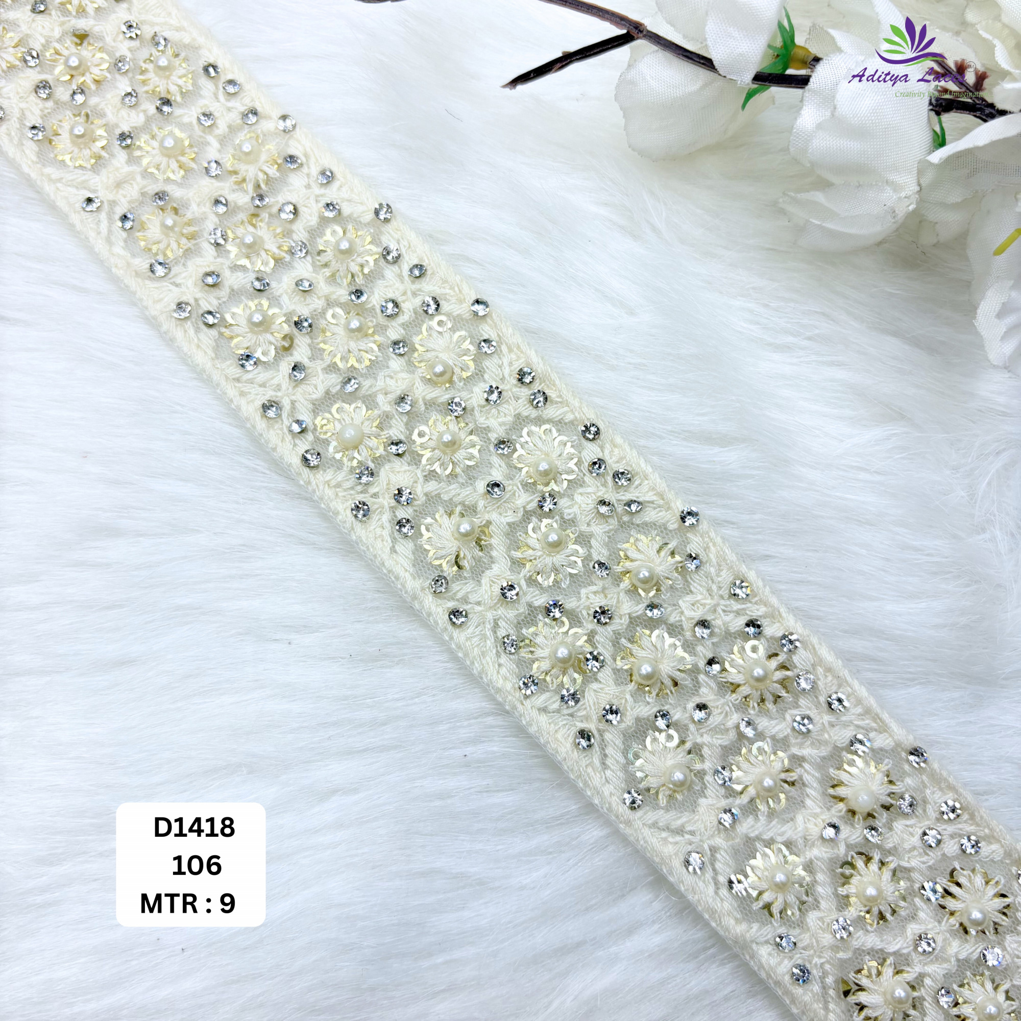 Bridal Dyable Handwork Lace Border for Saree Bridal Wear