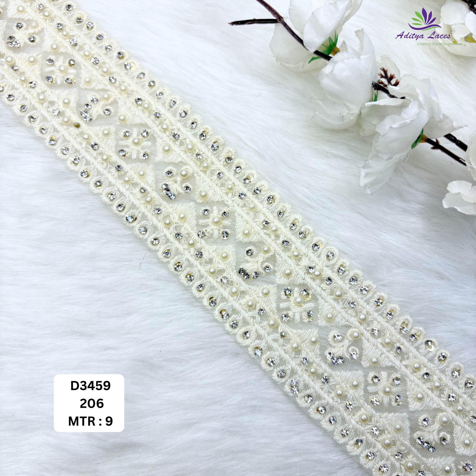 Fancy Dyable Handwork Lace Border for Saree Bridal Wear