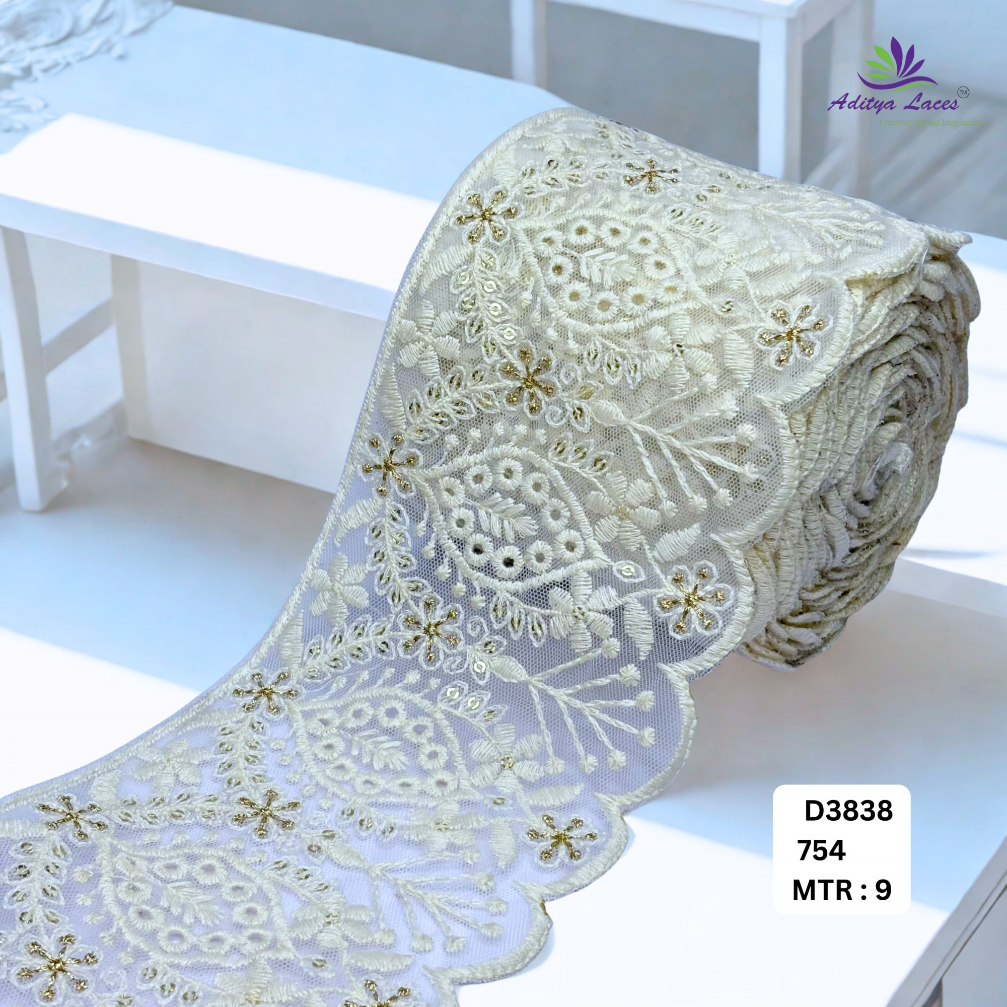 Floral Dyable Lace Border for Saree Bridal Ethnic Wear