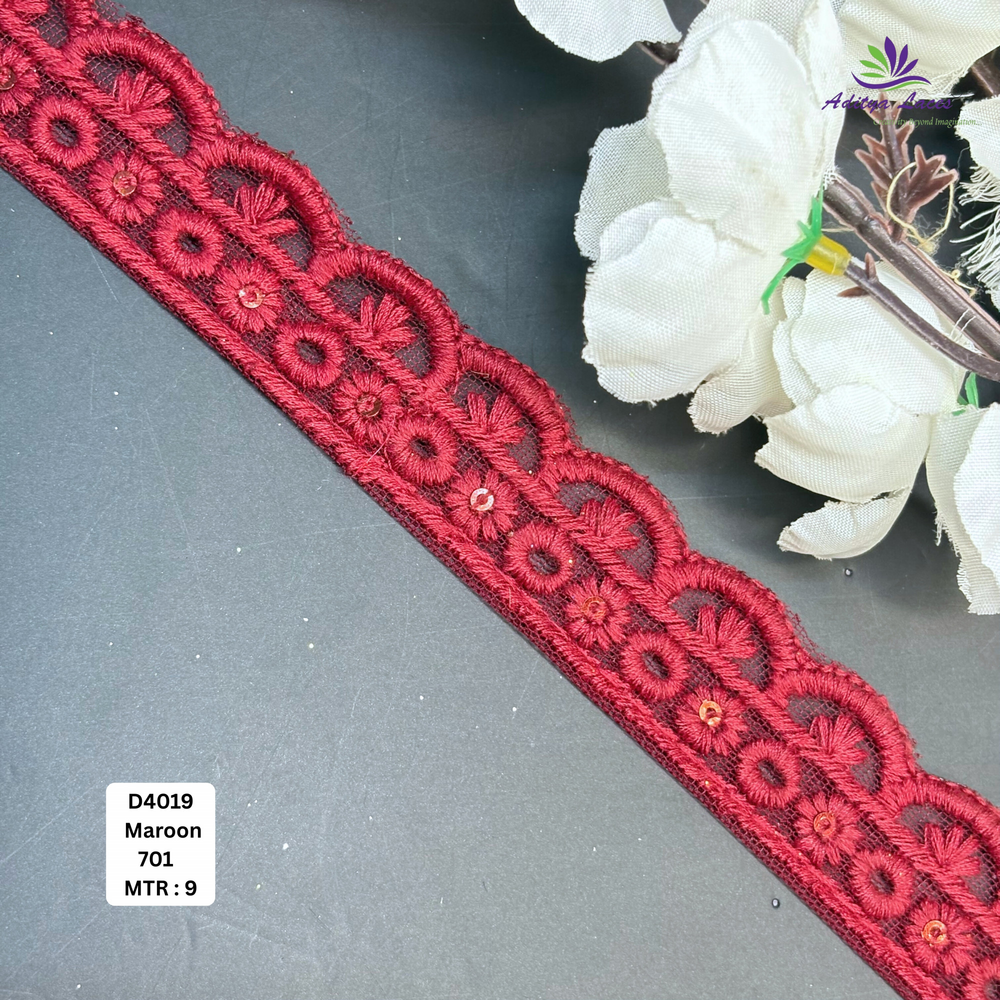 Floral Dyable Lace Border for Saree Bridal Ethnic Wear