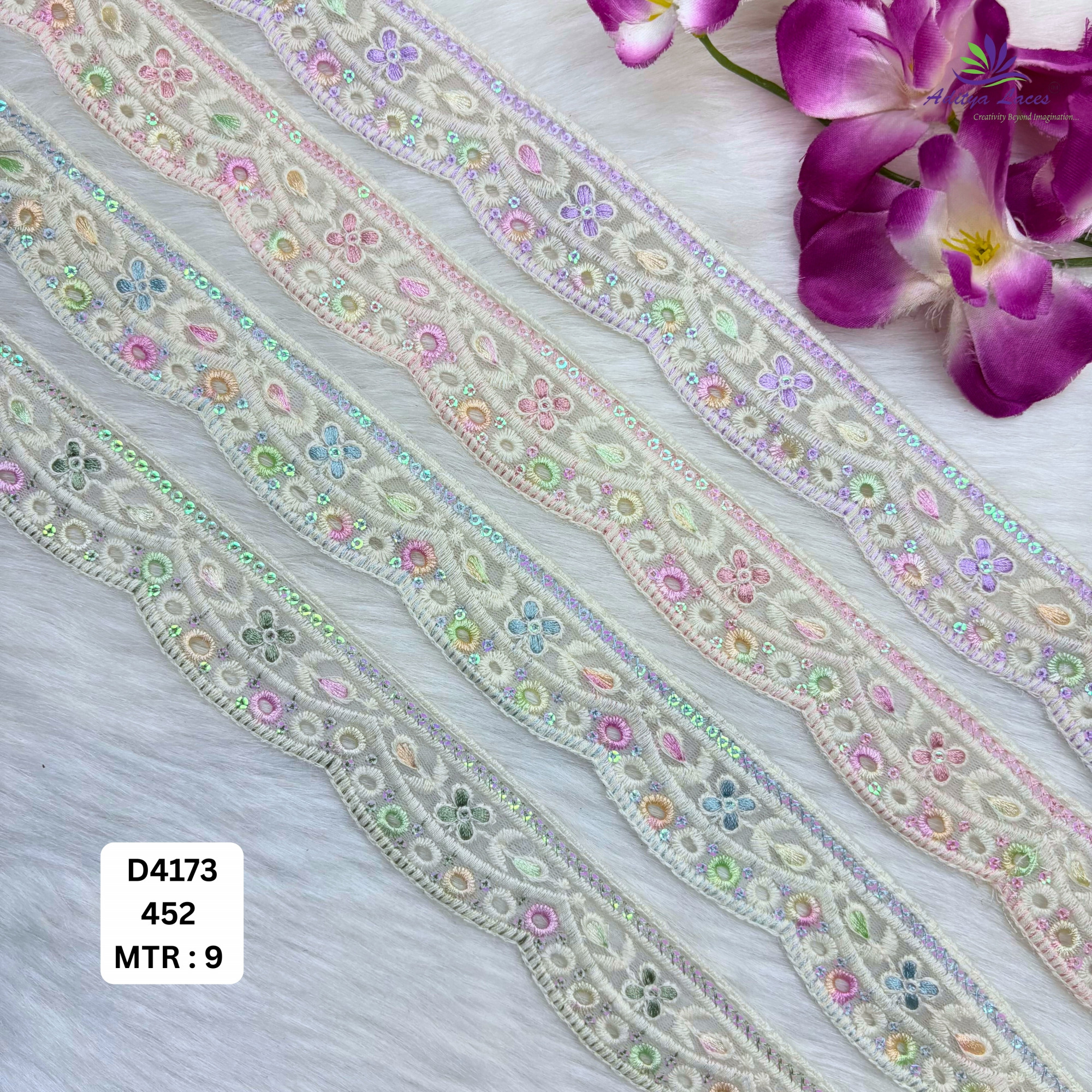 Floral Dyable Lace Border for Saree Bridal Ethnic Wear