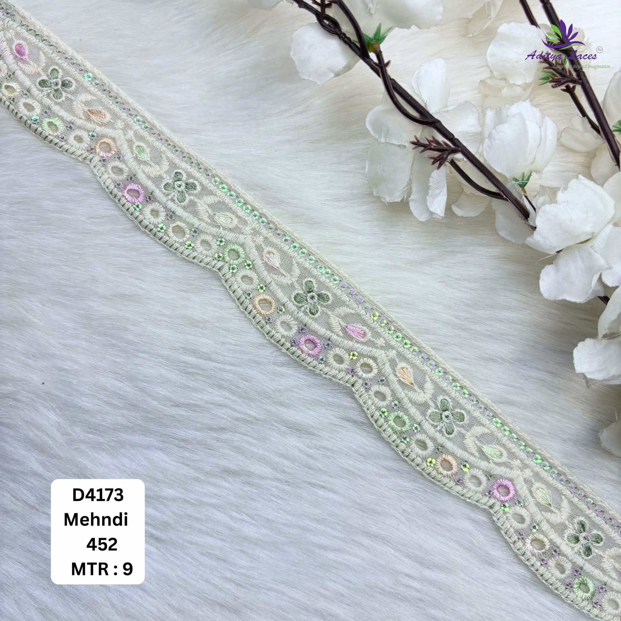 Floral Dyable Lace Border for Saree Bridal Ethnic Wear
