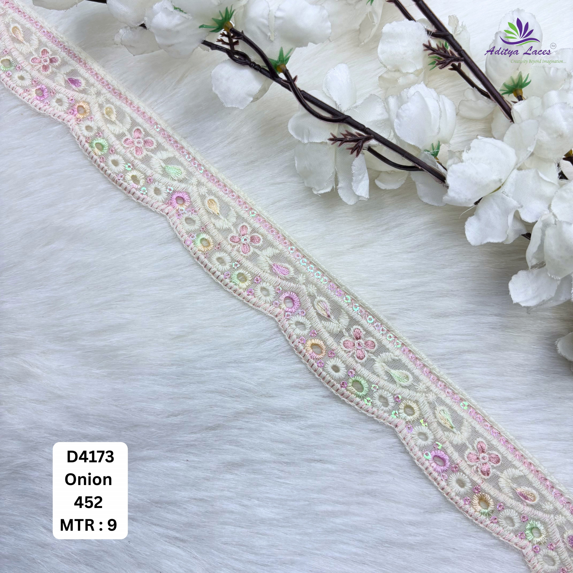 Floral Dyable Lace Border for Saree Bridal Ethnic Wear