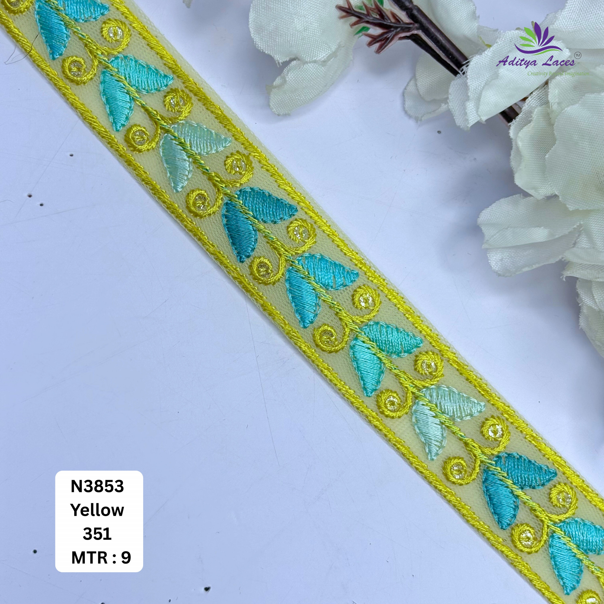 Decorative Embroidered Net Lace Border for Saree Bridal Wear