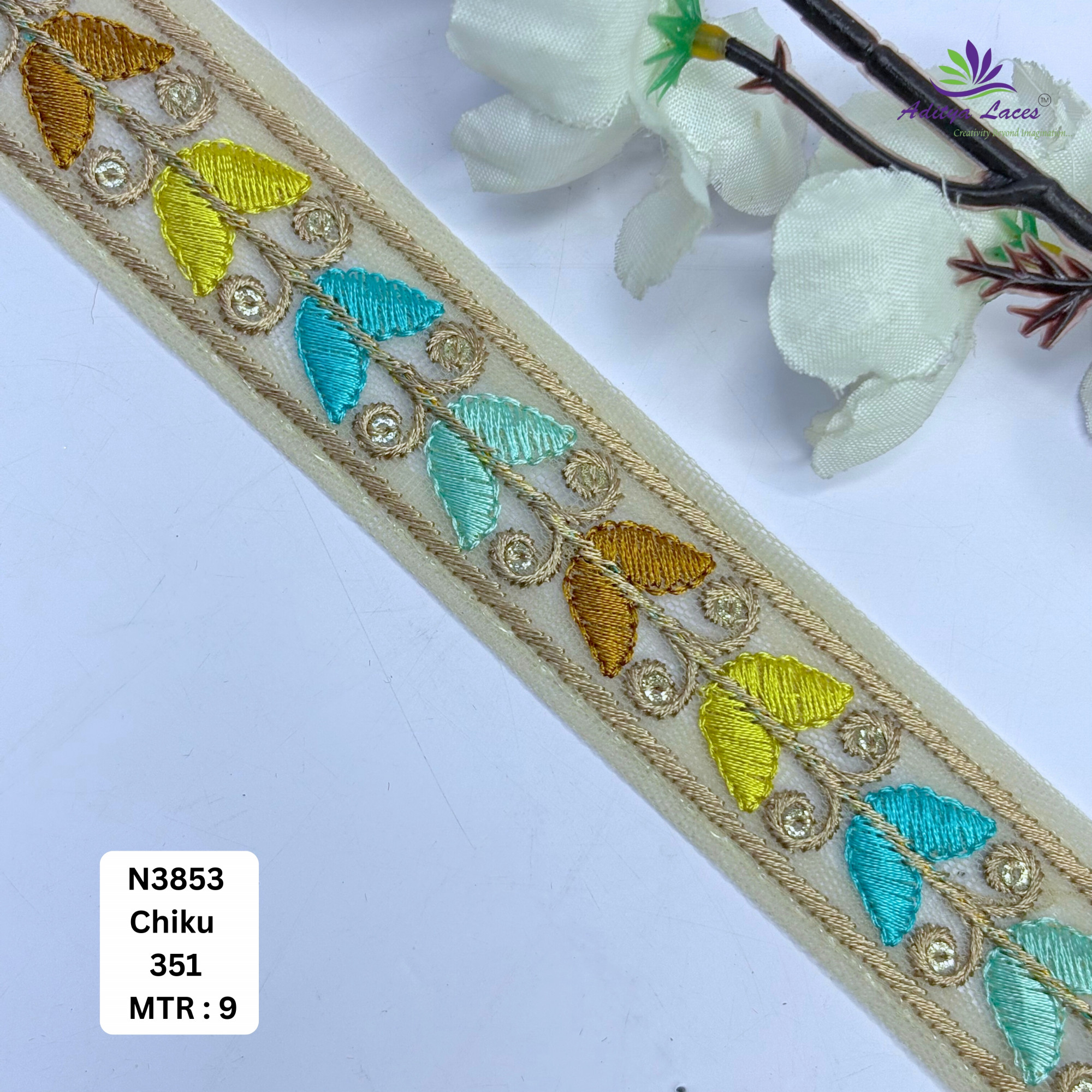 Decorative Embroidered Net Lace Border for Saree Bridal Wear