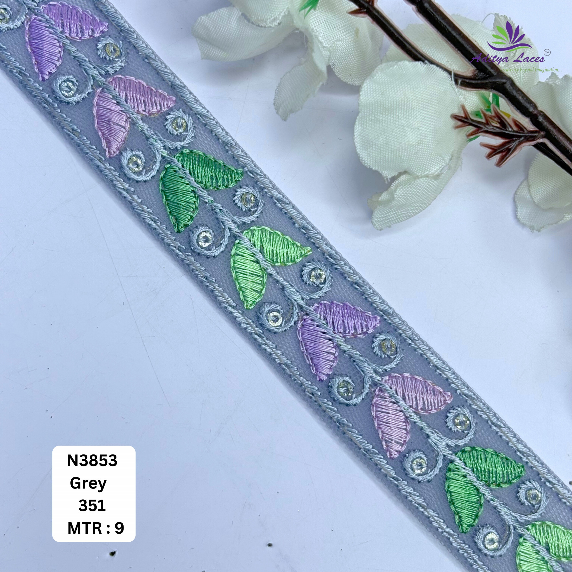 Decorative Embroidered Net Lace Border for Saree Bridal Wear