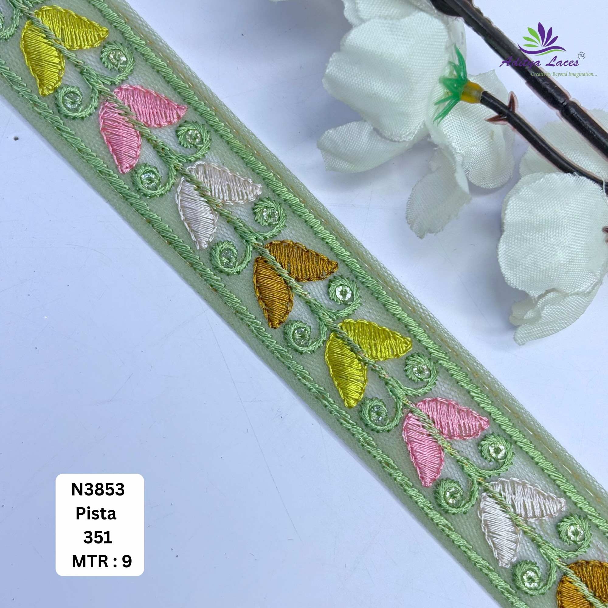 Decorative Embroidered Net Lace Border for Saree Bridal Wear