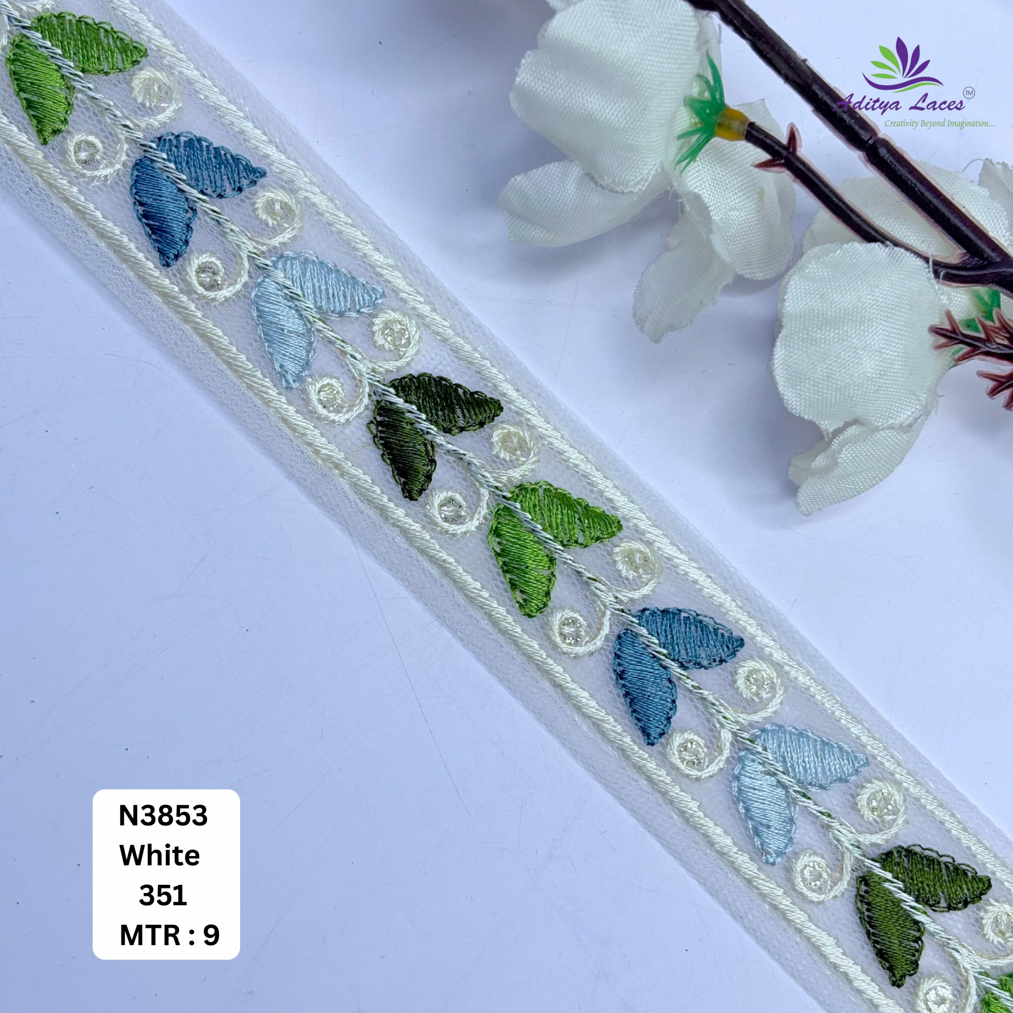 Decorative Embroidered Net Lace Border for Saree Bridal Wear