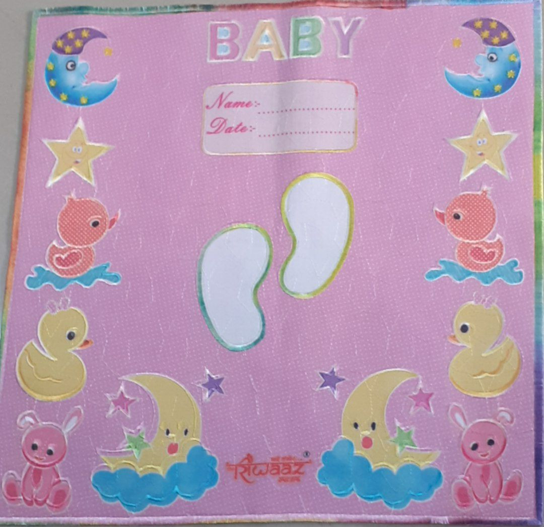 Baby Foot Print Memory Cloth with Cartoon Design Riwaaz Baby Keepsake Fabric