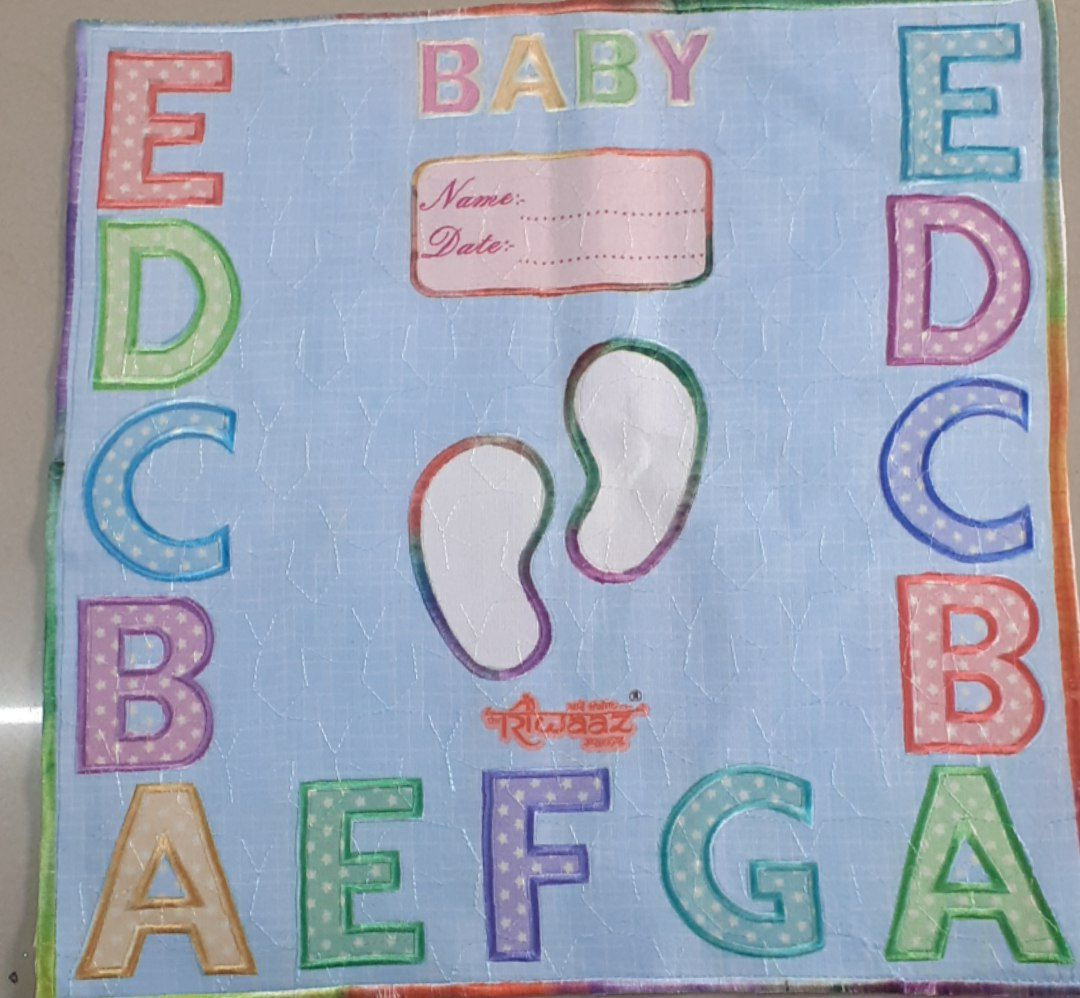 Riwaaz Baby Foot Print Memory Cloth with Alphabet Design for Newborn Keepsake