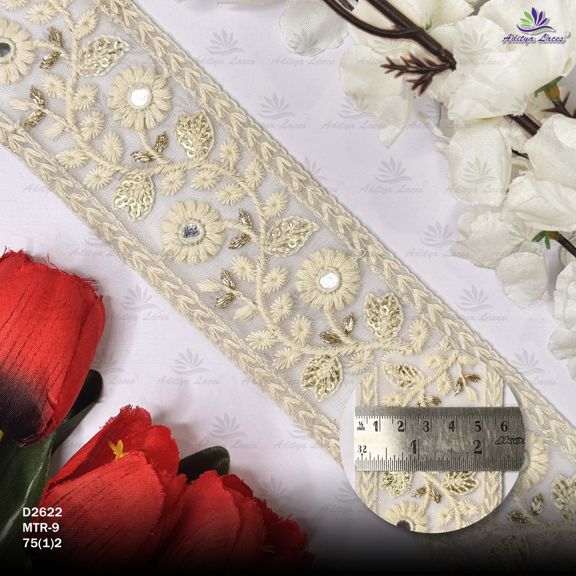 White Dyeable Pearl Sequin Embroidery Lace Trim Customizable Designer Saree Border Bridal Beads Lace