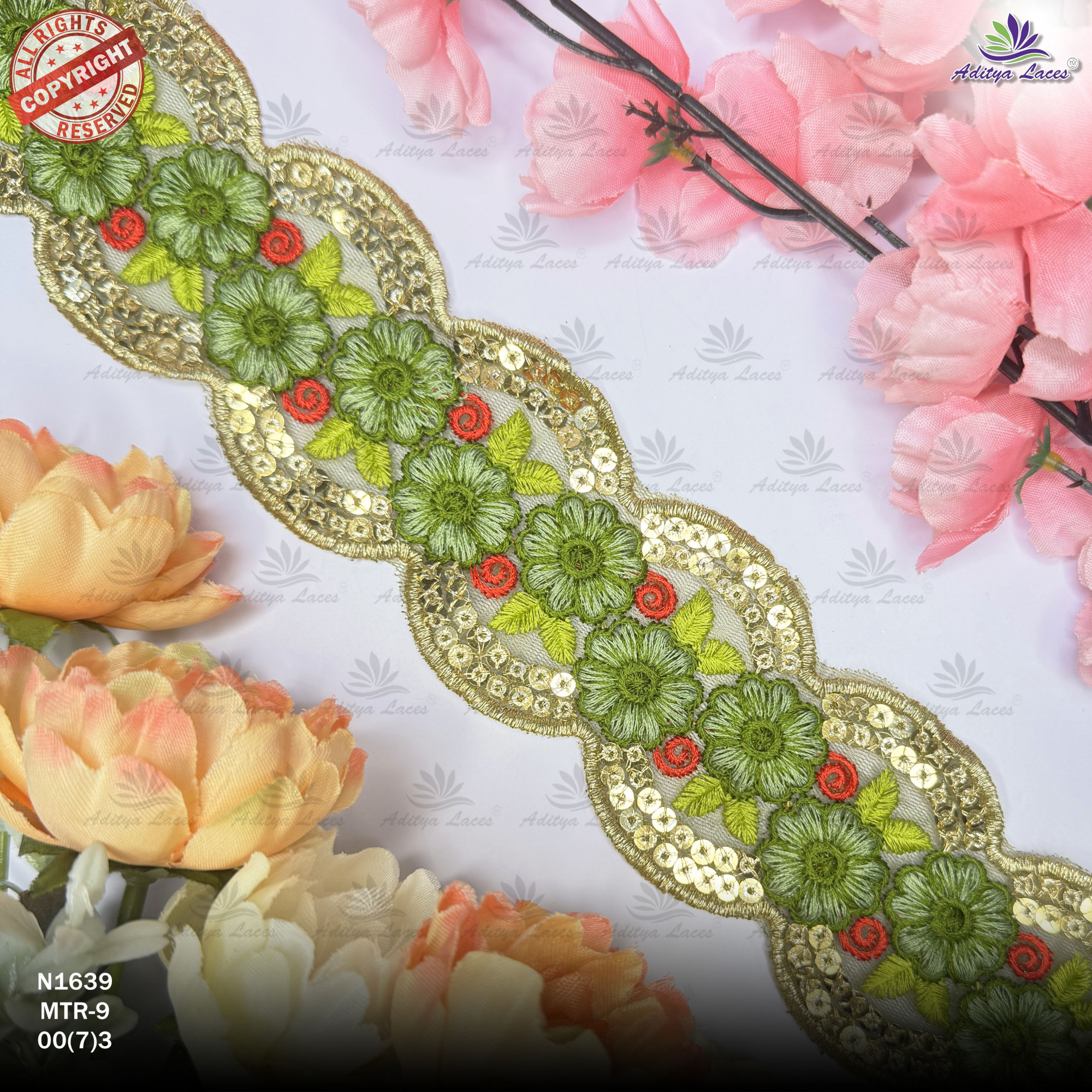 Fancy Embroidered Net Lace Border for Saree Bridal Wear