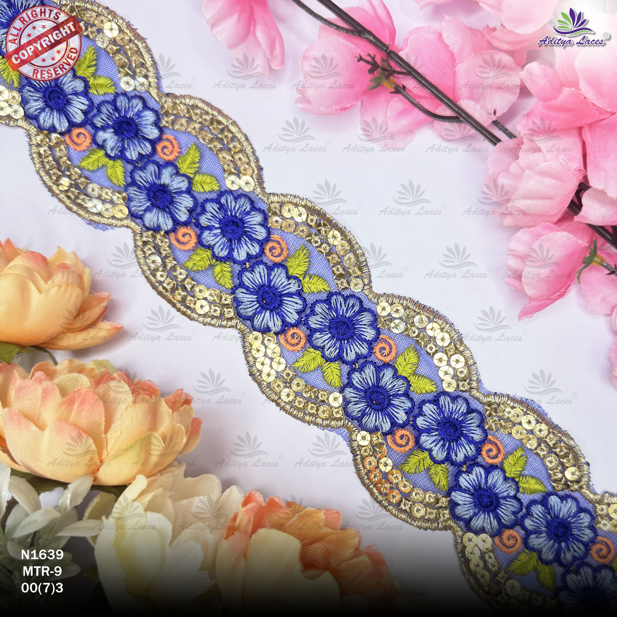 Fancy Embroidered Net Lace Border for Saree Bridal Wear