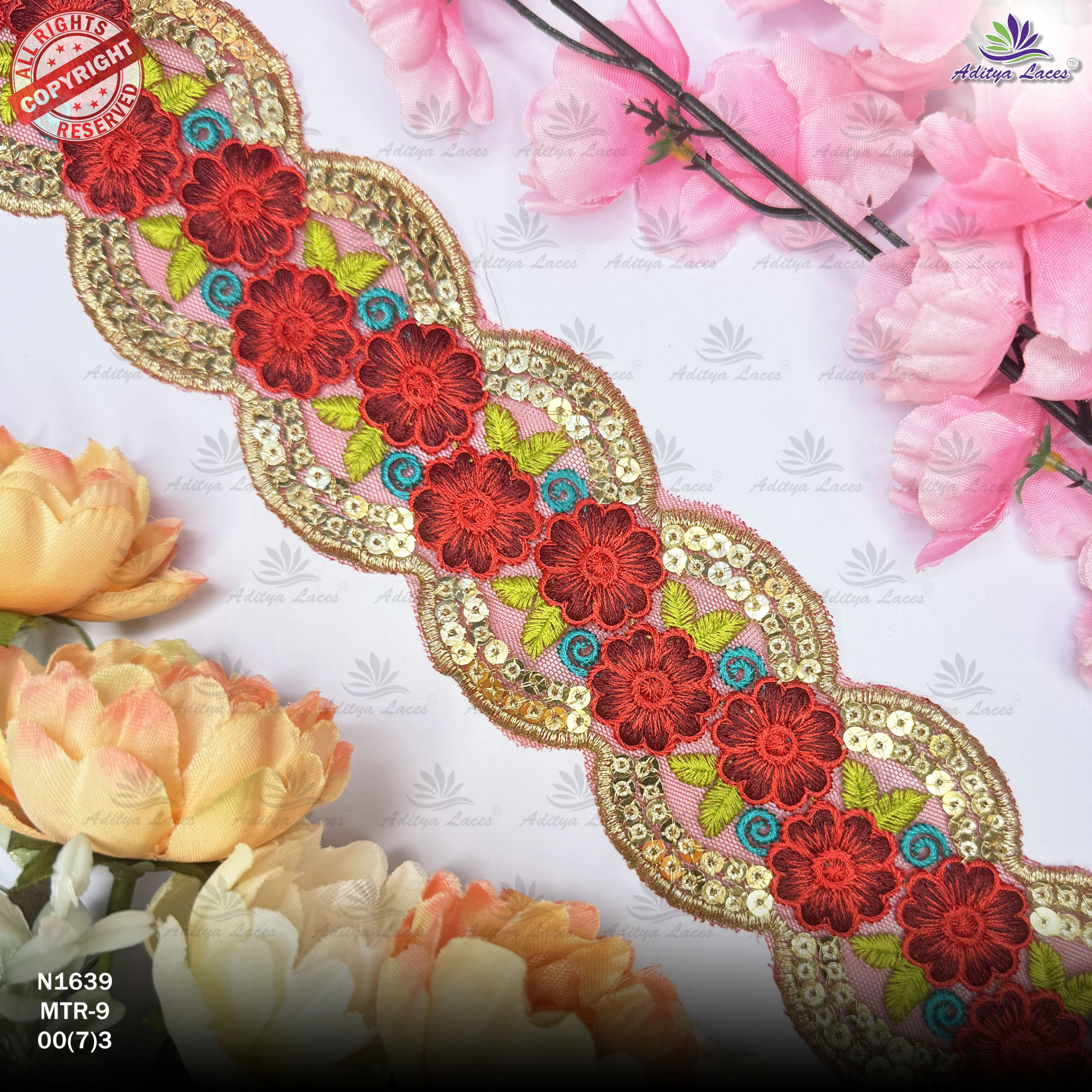 Fancy Embroidered Net Lace Border for Saree Bridal Wear