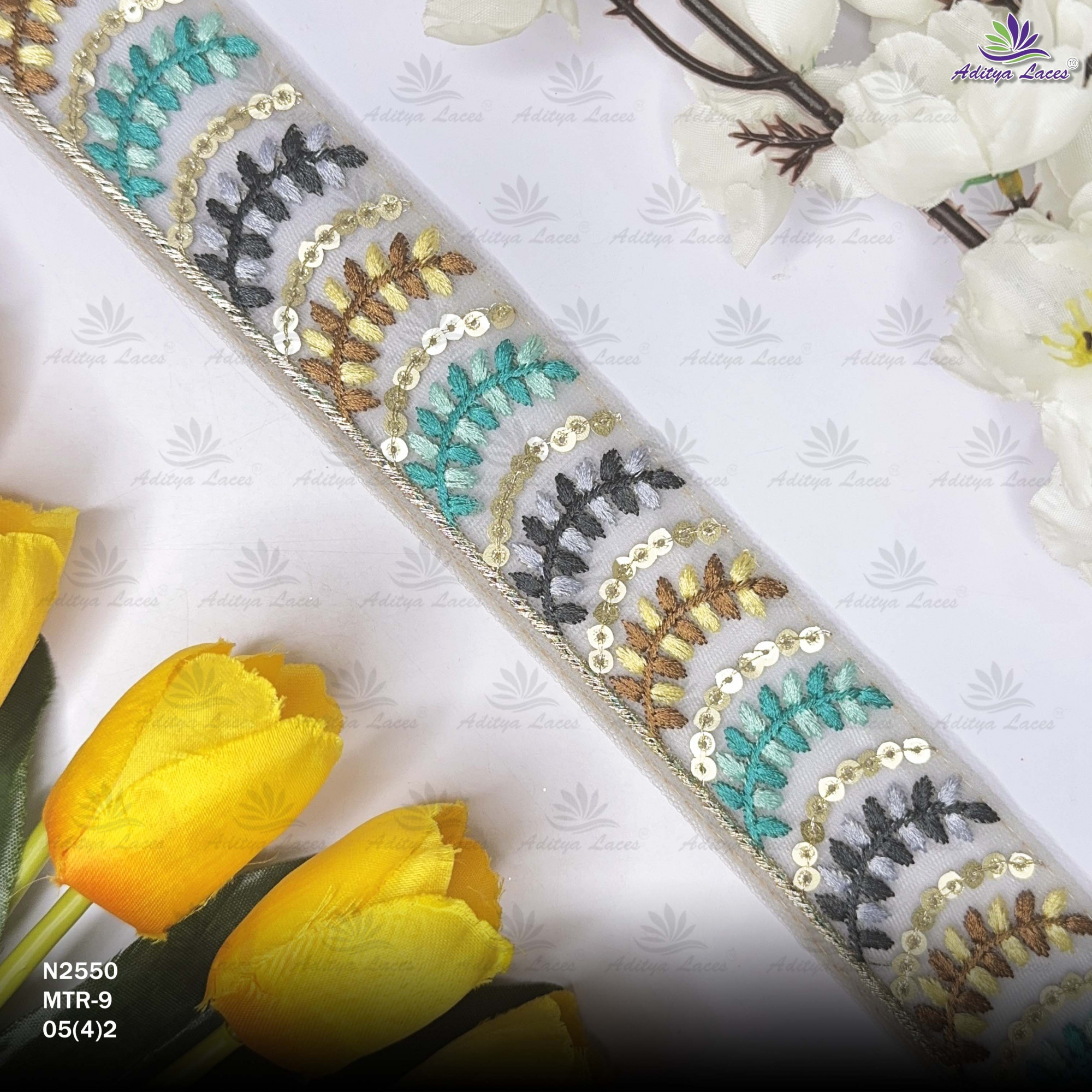 Traditional Embroidered Net Lace Border for Saree Bridal Wear