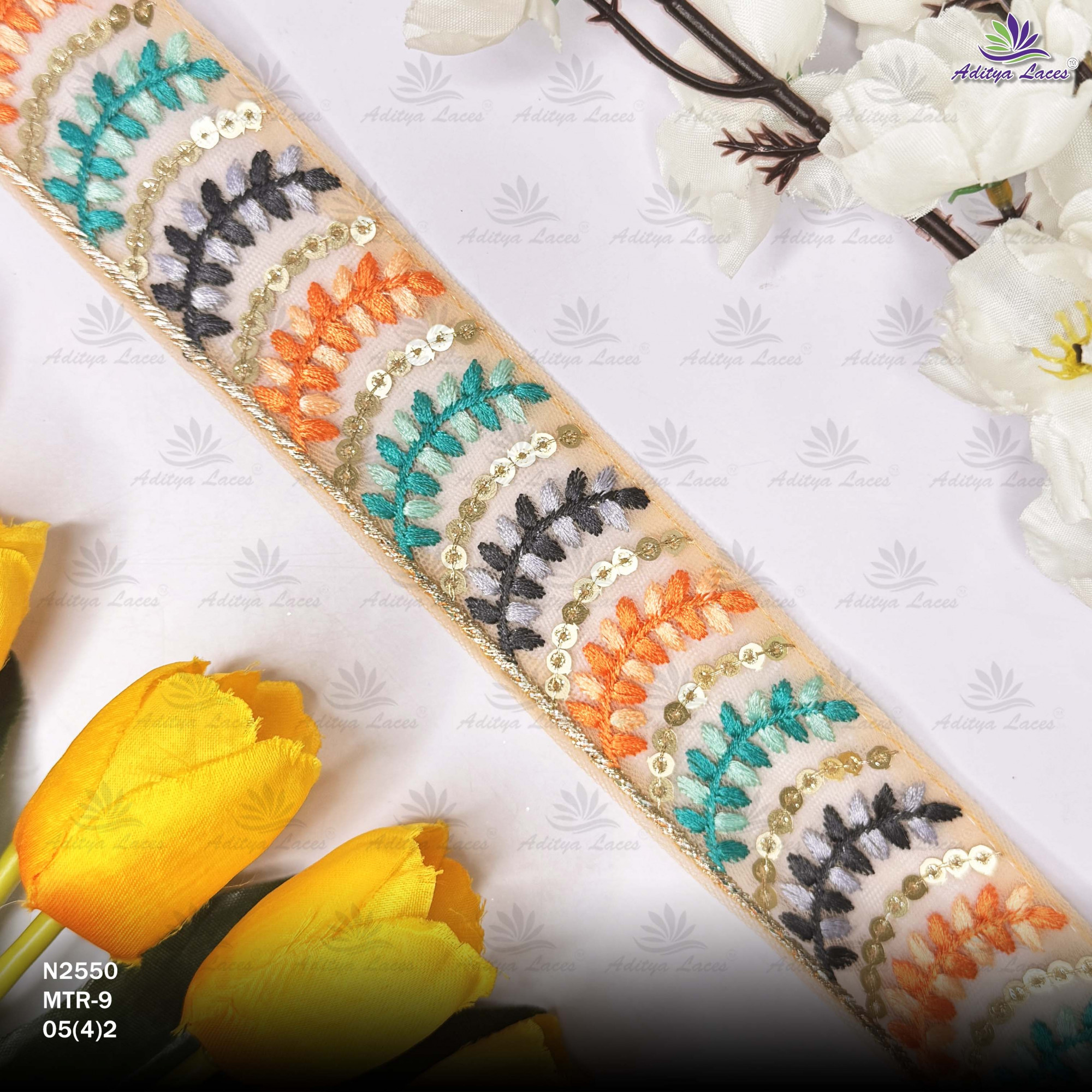 Traditional Embroidered Net Lace Border for Saree Bridal Wear