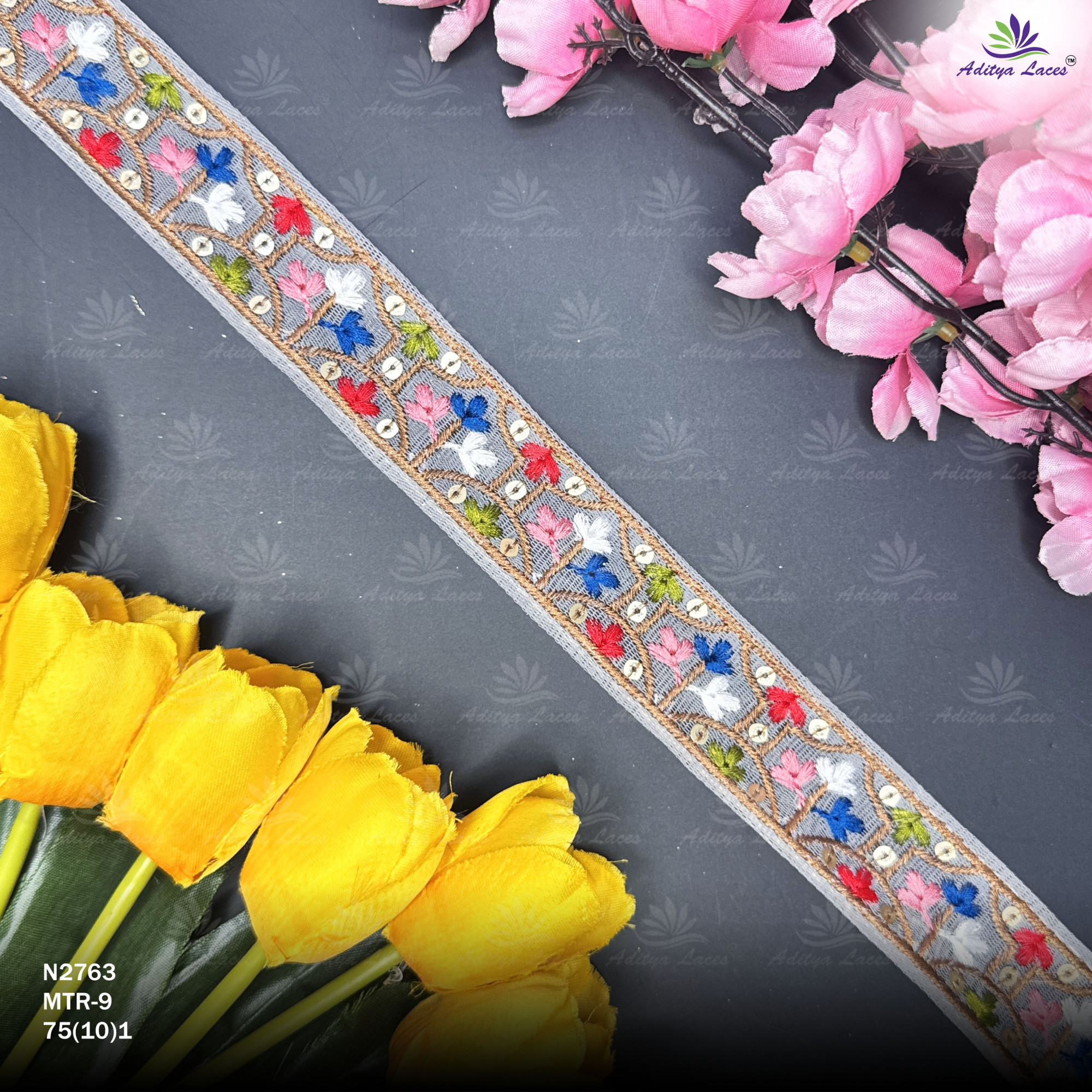 Elegant Embroidered Net Lace Border for Saree Bridal Wear