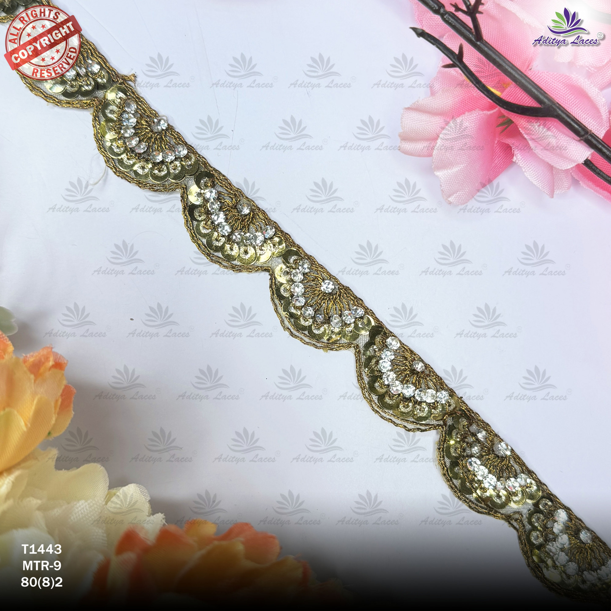 Fancy Tissue Handwork Lace Border for Saree Bridal Ethnic Wear