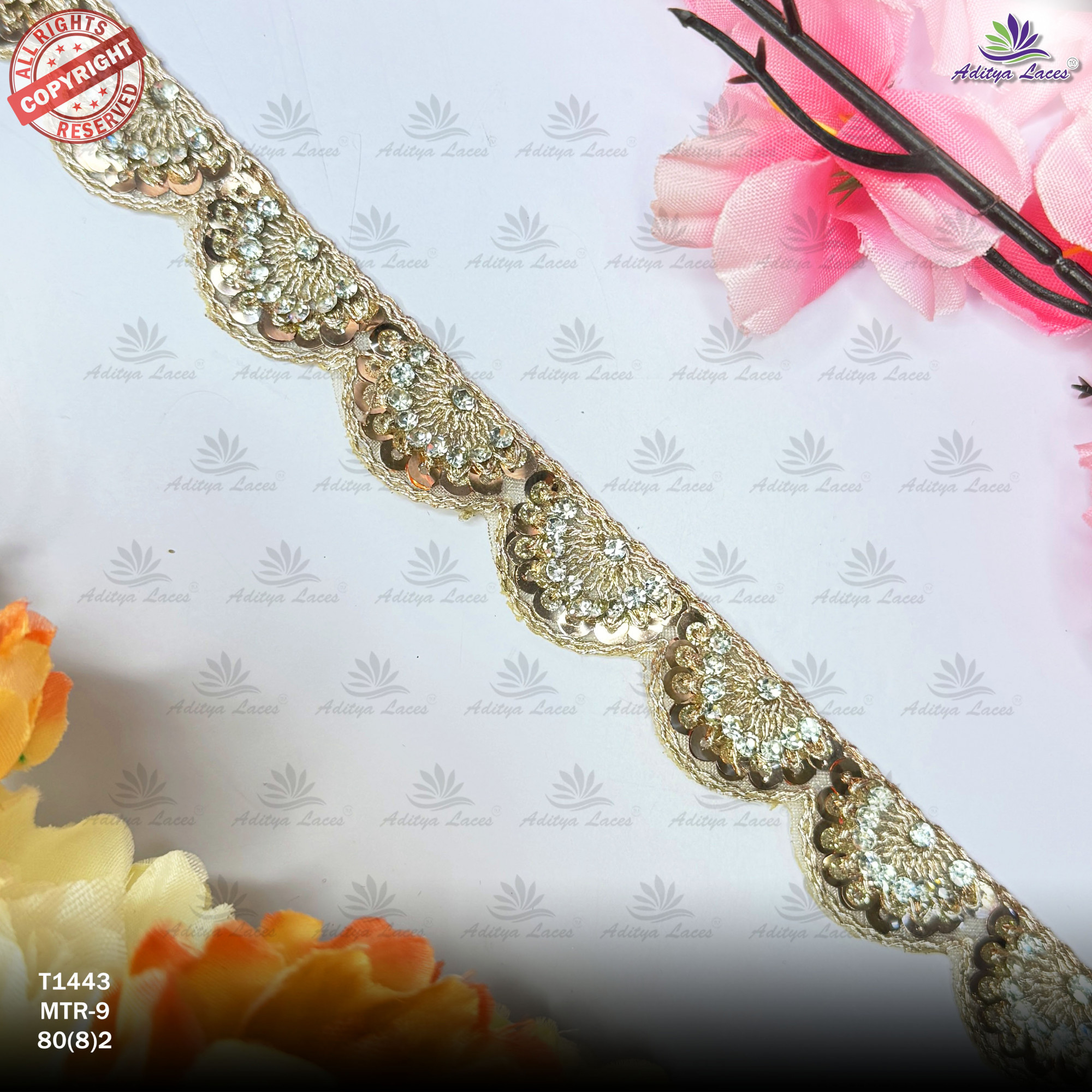Fancy Tissue Handwork Lace Border for Saree Bridal Ethnic Wear