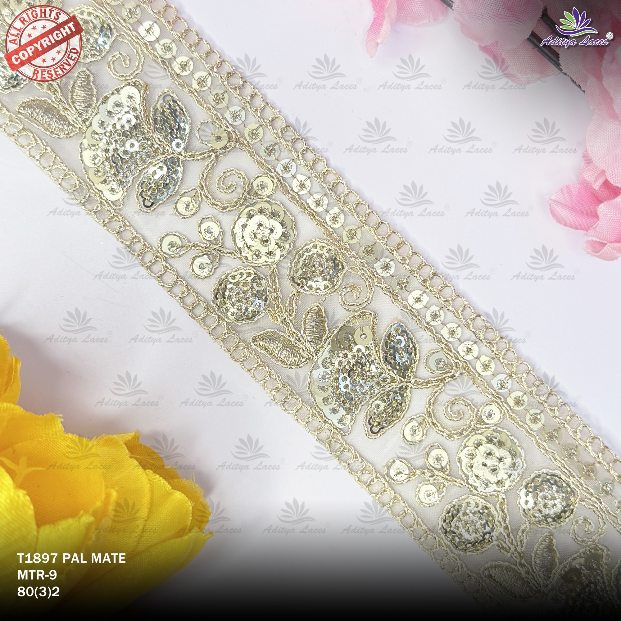 Premium Designer Embroidery Border for Bridal Wear