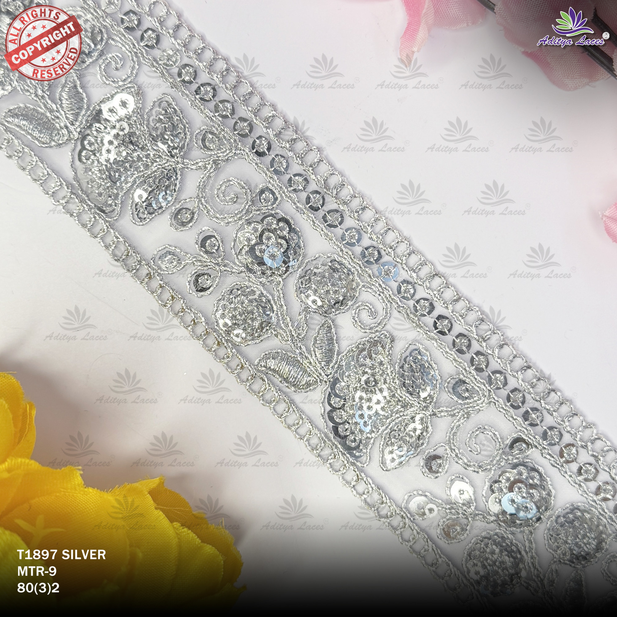 Premium Designer Embroidery Border for Bridal Wear