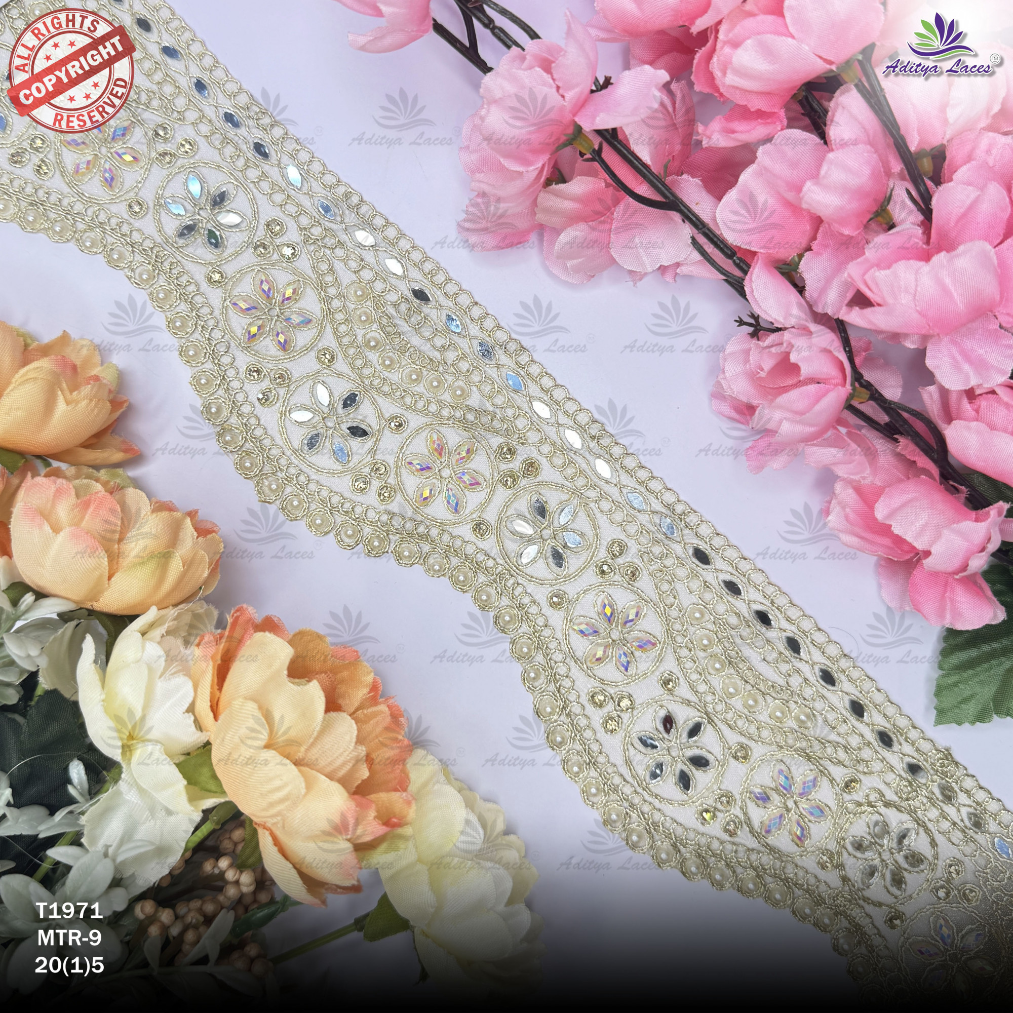 Fancy Tissue Handwork Lace Border for Saree Bridal Ethnic Wear