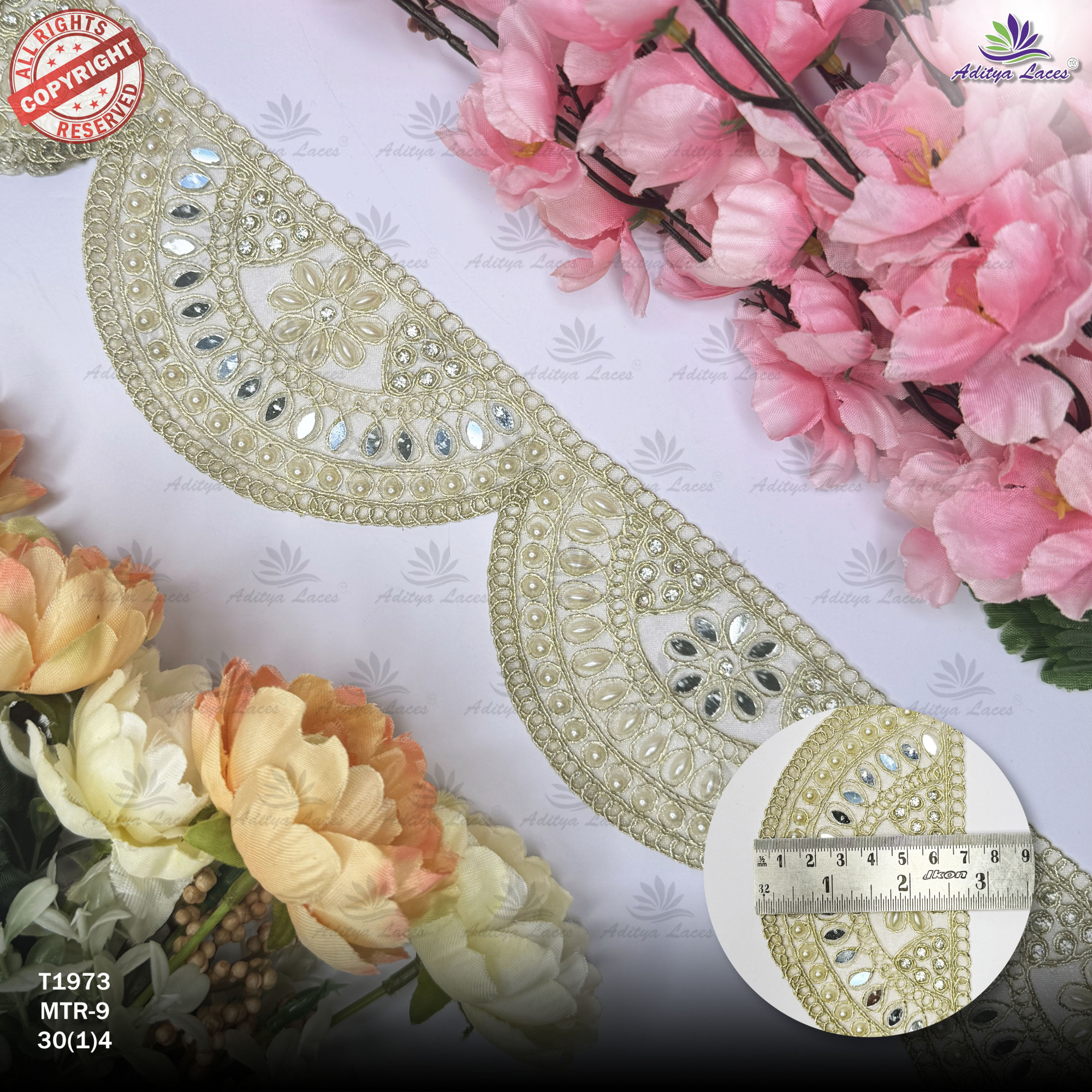 Traditional Tissue Handwork Lace Border for Saree Bridal Ethnic Wear