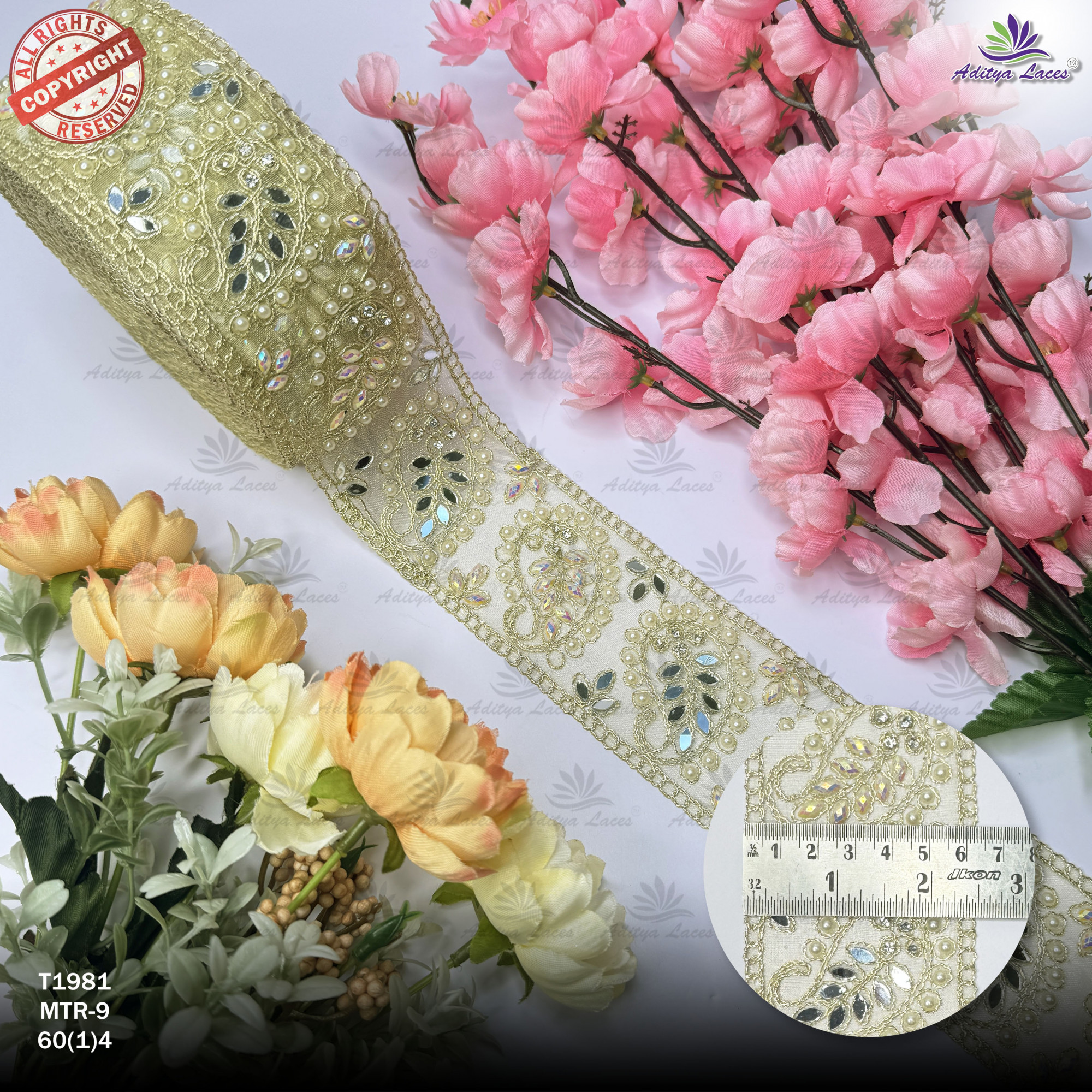 Luxury Tissue Handwork Lace Border for Saree Bridal Ethnic Wear